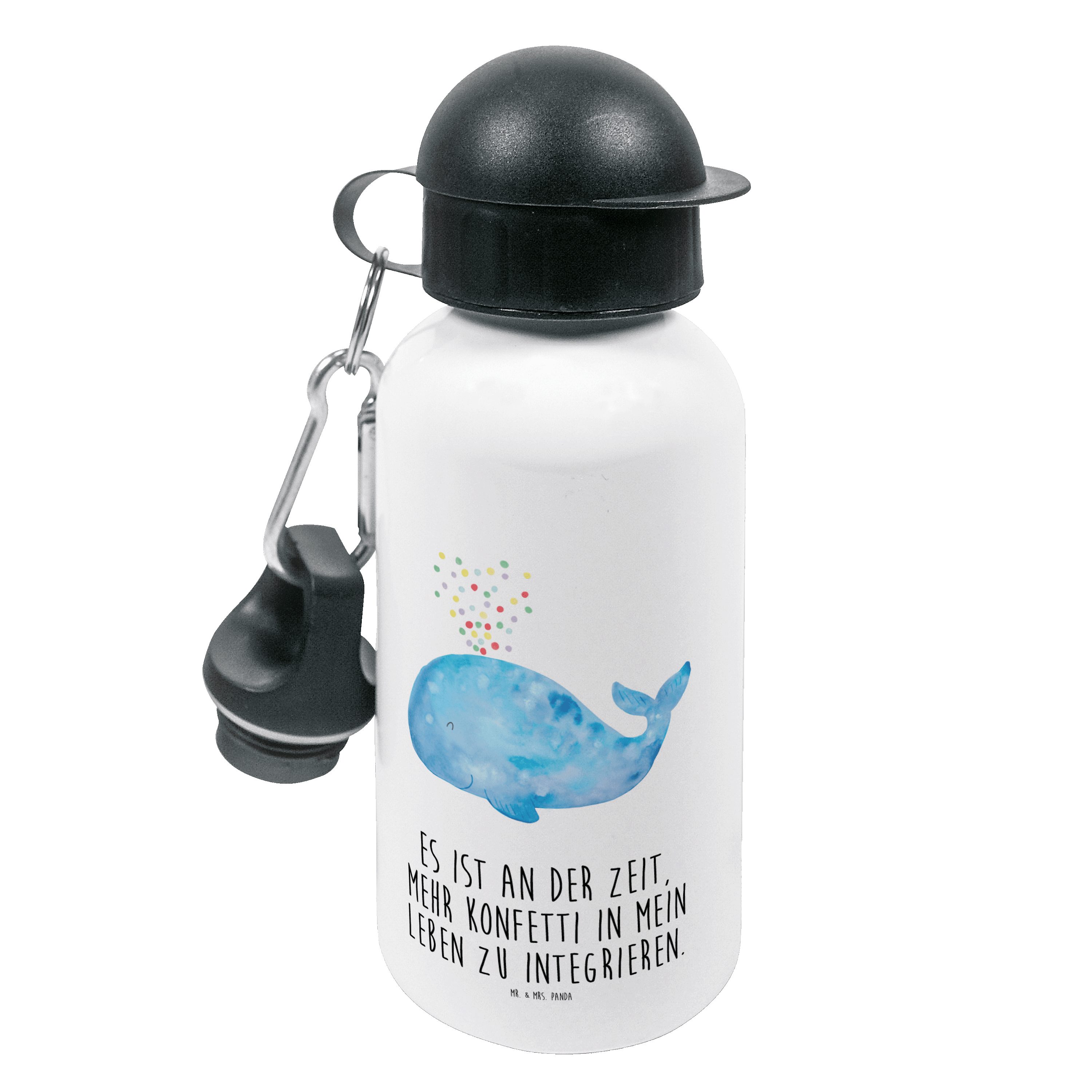 Mr. & Mrs. Panda Trinkflasche Wal Konfetti - Weiß - Geschenk, Kinder Trinkflasche, Kids, Neuanfang