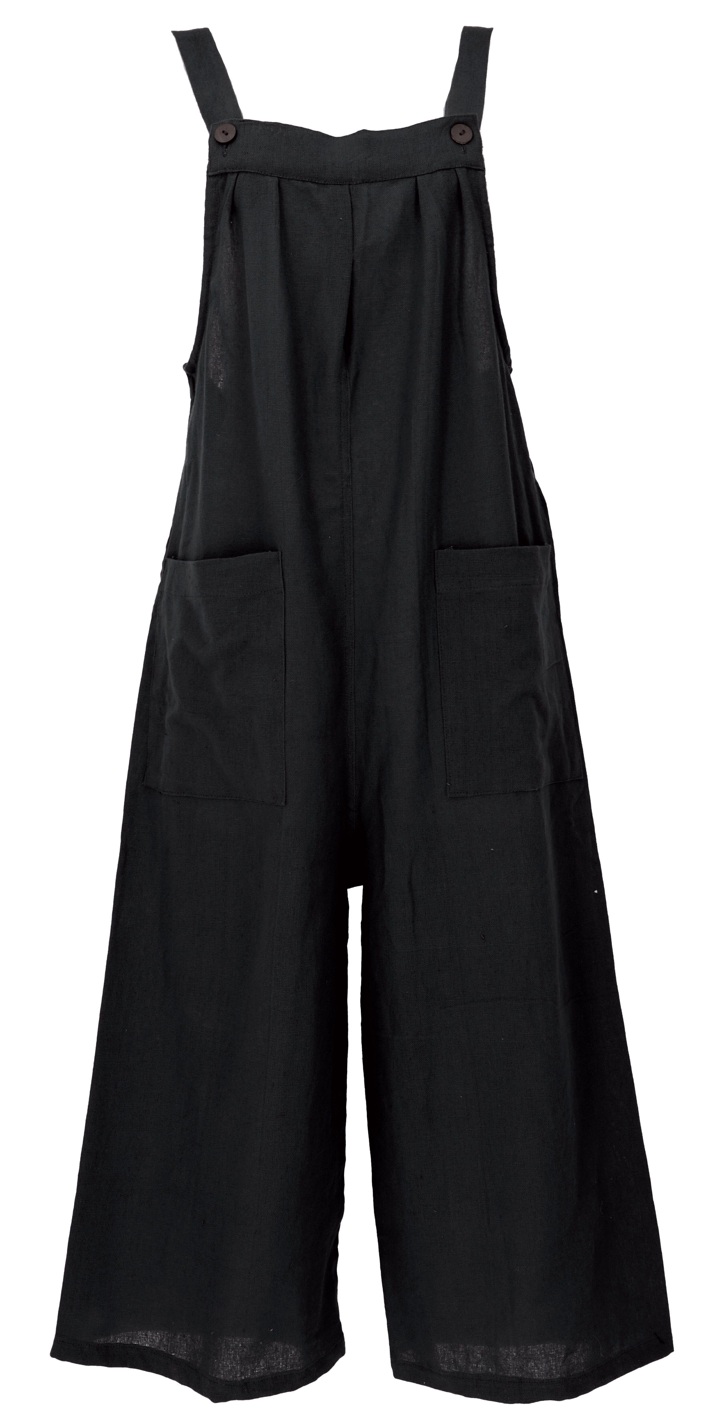 Guru-Shop Relaxhose Luftige Latzhose, Ethno Style Boho oversize.. alternative Bekleidung schwarz