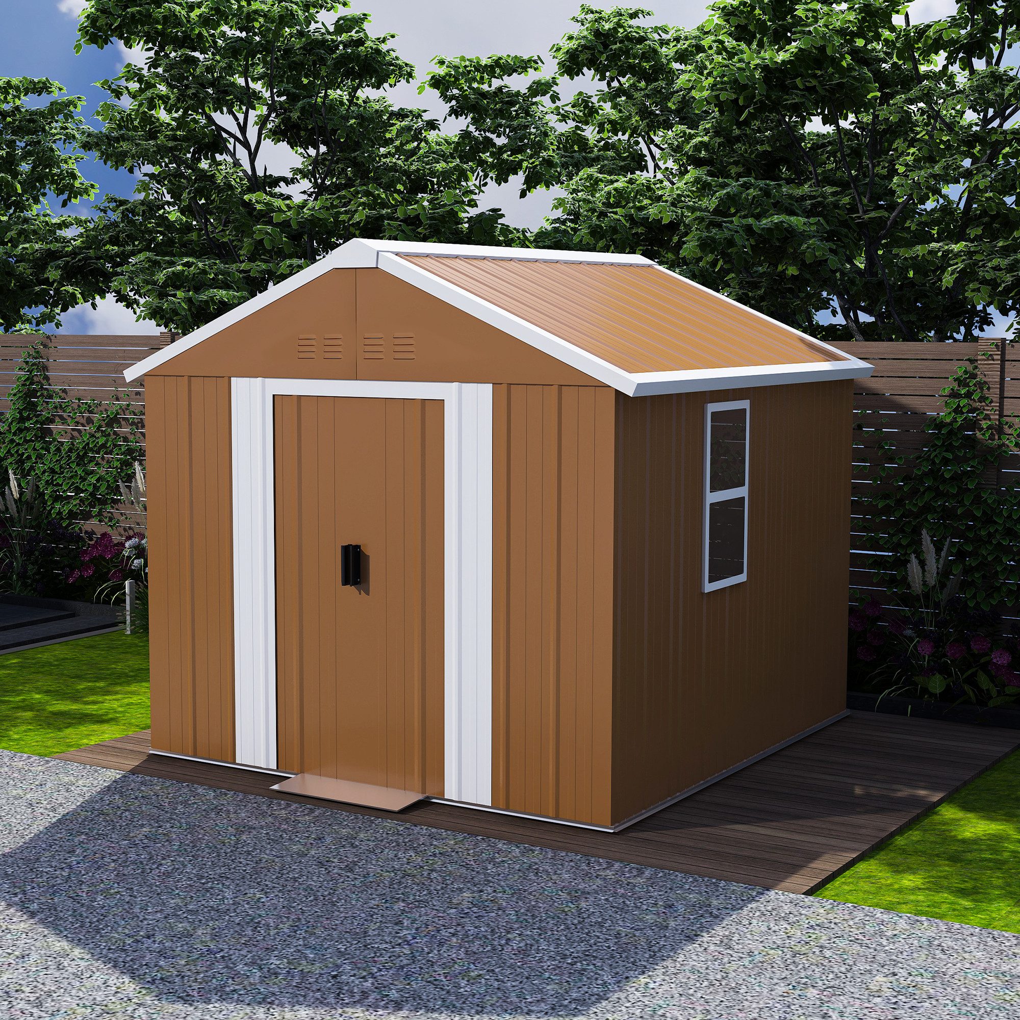 CHICFURN Gerätehaus Stahl-Gartenschuppen mit Fenstern, Belüftung und Tür, BxT: 184,00x116,00 cm, (Packung, 1 St), Ohne Boden, zur Lagerung im Garten, 184 x 116 cm