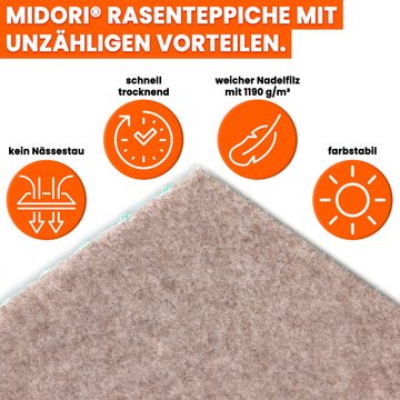 Rasenteppich, Midori, Rasenteppich Kunstrasen Drainage-Noppen 67x50 cm Beige