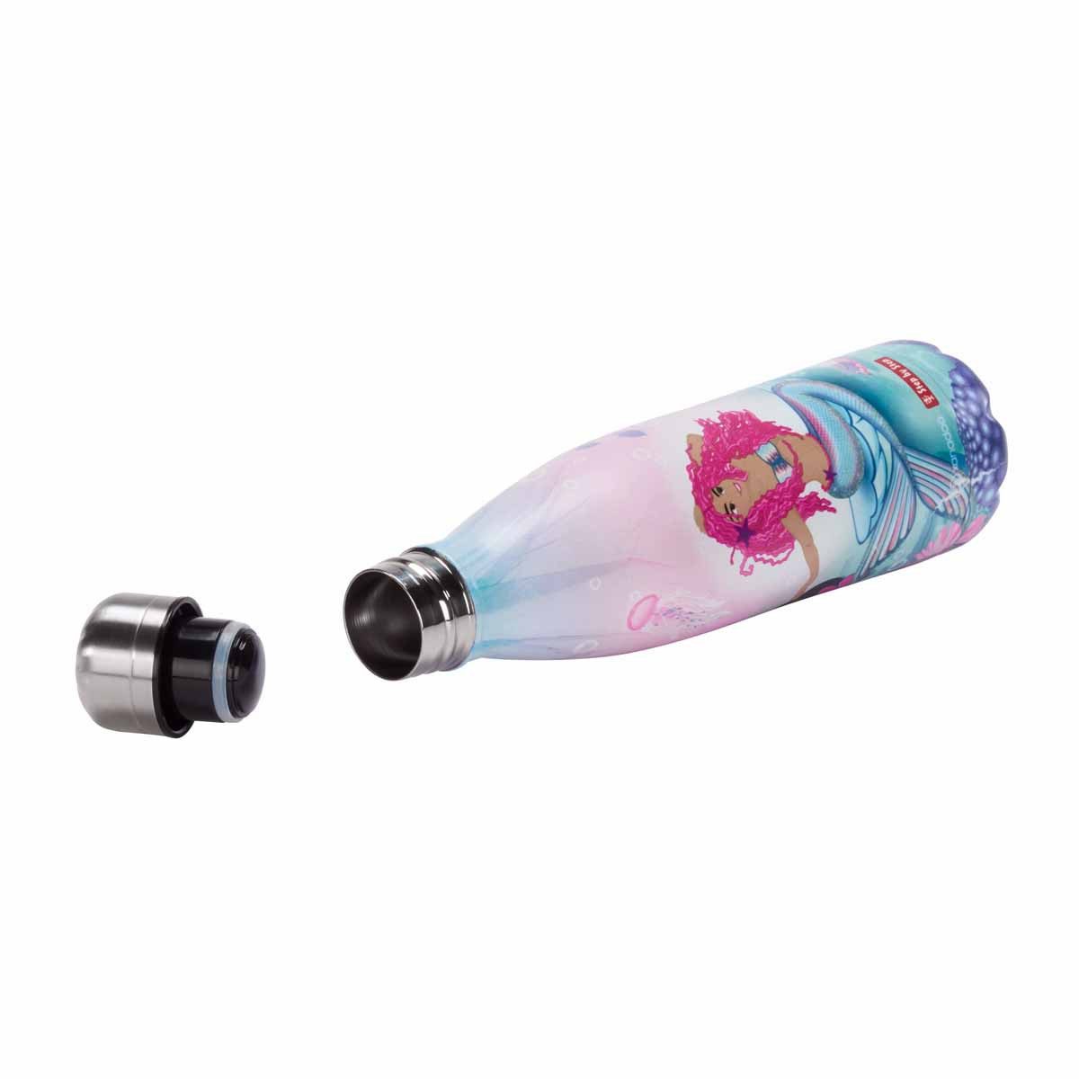 Step by Step Schulranzen Edelstahl Trinkflasche 0,5 l Mermaid Lola (1 Stück), Isolier-Flasche, BPA-frei, für kalte und warme Getränke