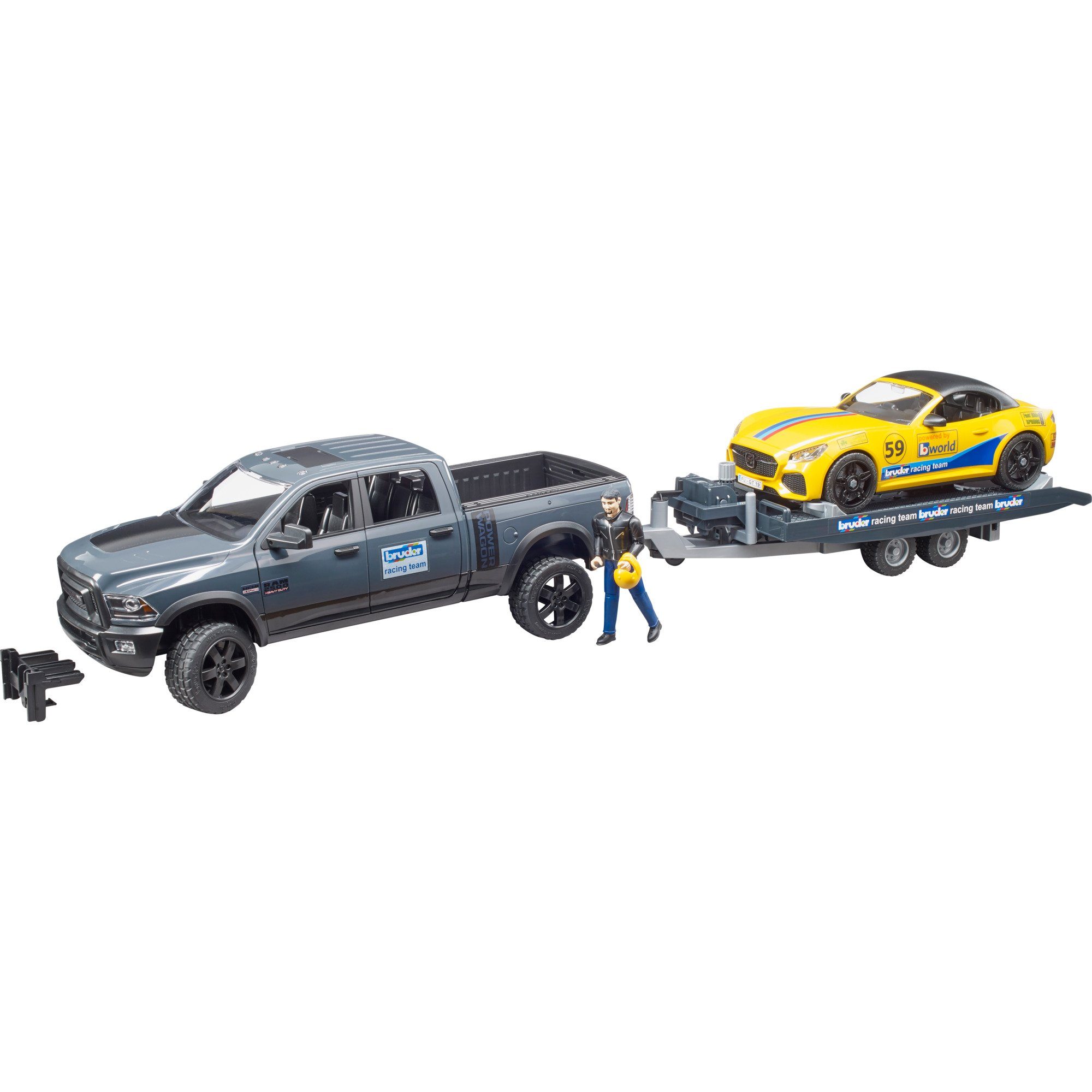 Bruder® Spielzeug-Auto bruder RAM 2500 Power Wagon und Roadster Bruder, (3-tlg)