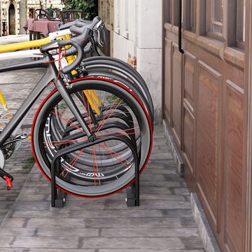 HOMCOM Fahrradständer Radständer Mehrfachständer Aufstellständer Fahrrad Ständer Schwarz (Set, 1-St., Boden- und Wandmontage Stahl bis 4 Fahrräder), 110L x 33B x 27H cm