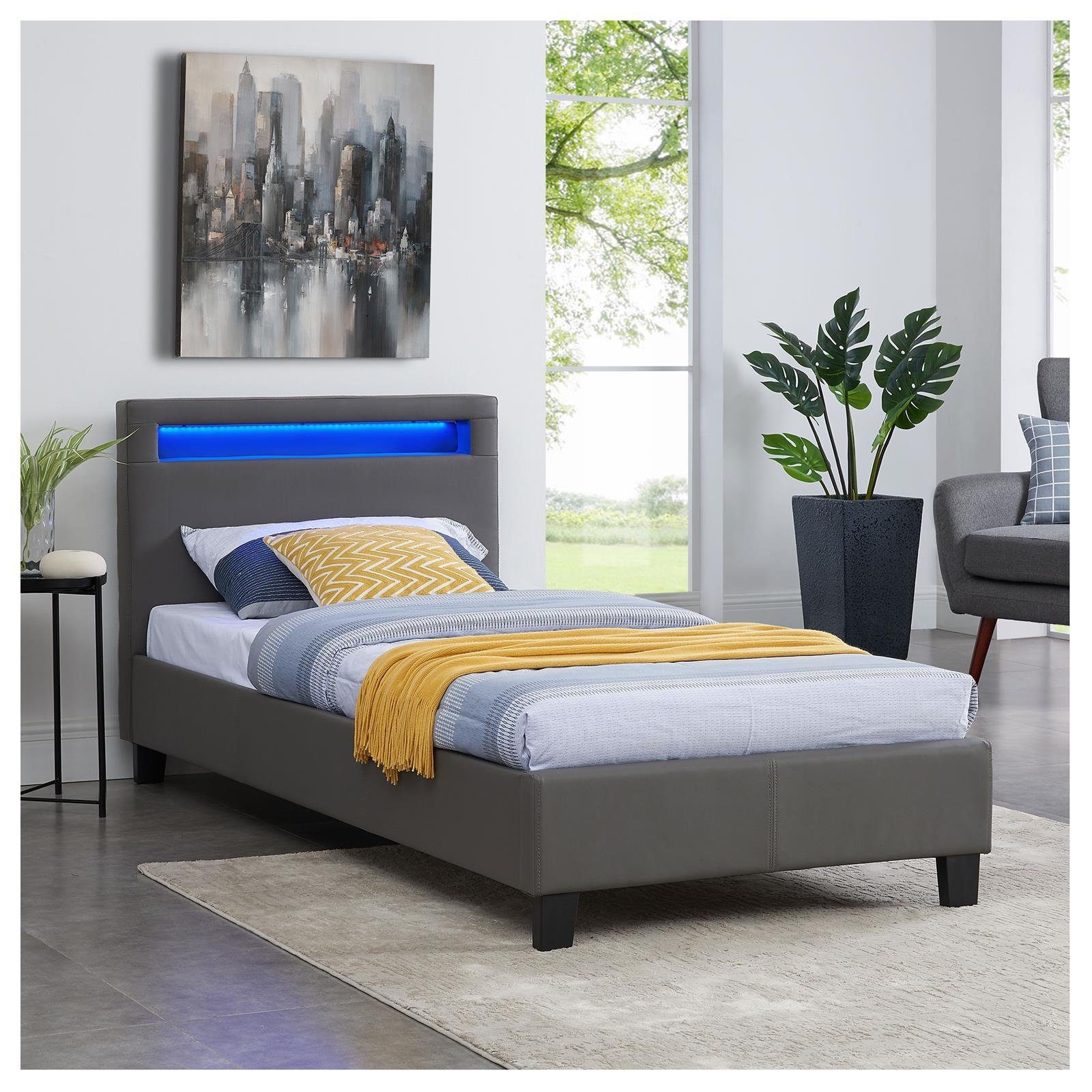 CARO-Möbel Polsterbett MANDALAY, LED Bett 90 günstig online kaufen