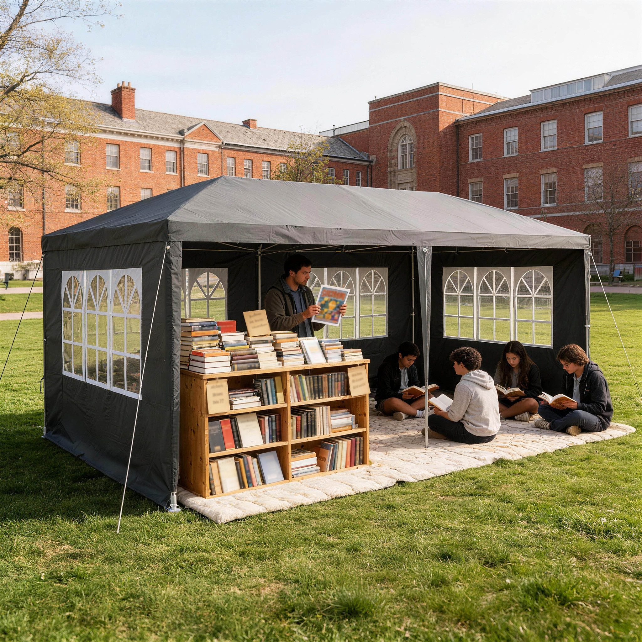 FIVMEN Pavillon Gartenpavillon Partyzelt 3x3/3x6/3x9m Festzelt Bierzelt, mit Seitenwänden Fenster Outdoor Gartenzelt für Party