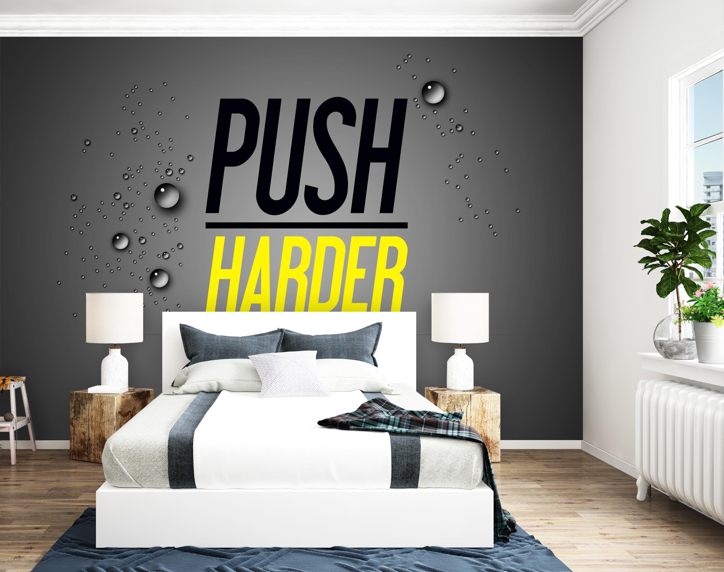 Push glatt, Vliestapete Wandtapete, Harder, matt, wandmotiv24 Motivtapete, Spruch Fototapete