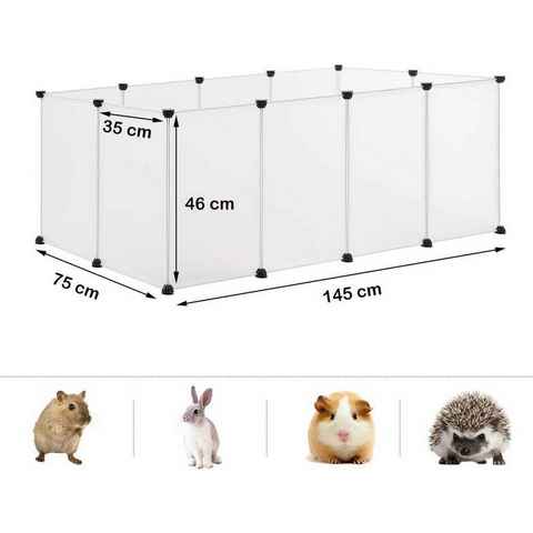 EUGAD Freigehege, für Kaninchen Hasen DIY 12 Platten 145x75x46 cm