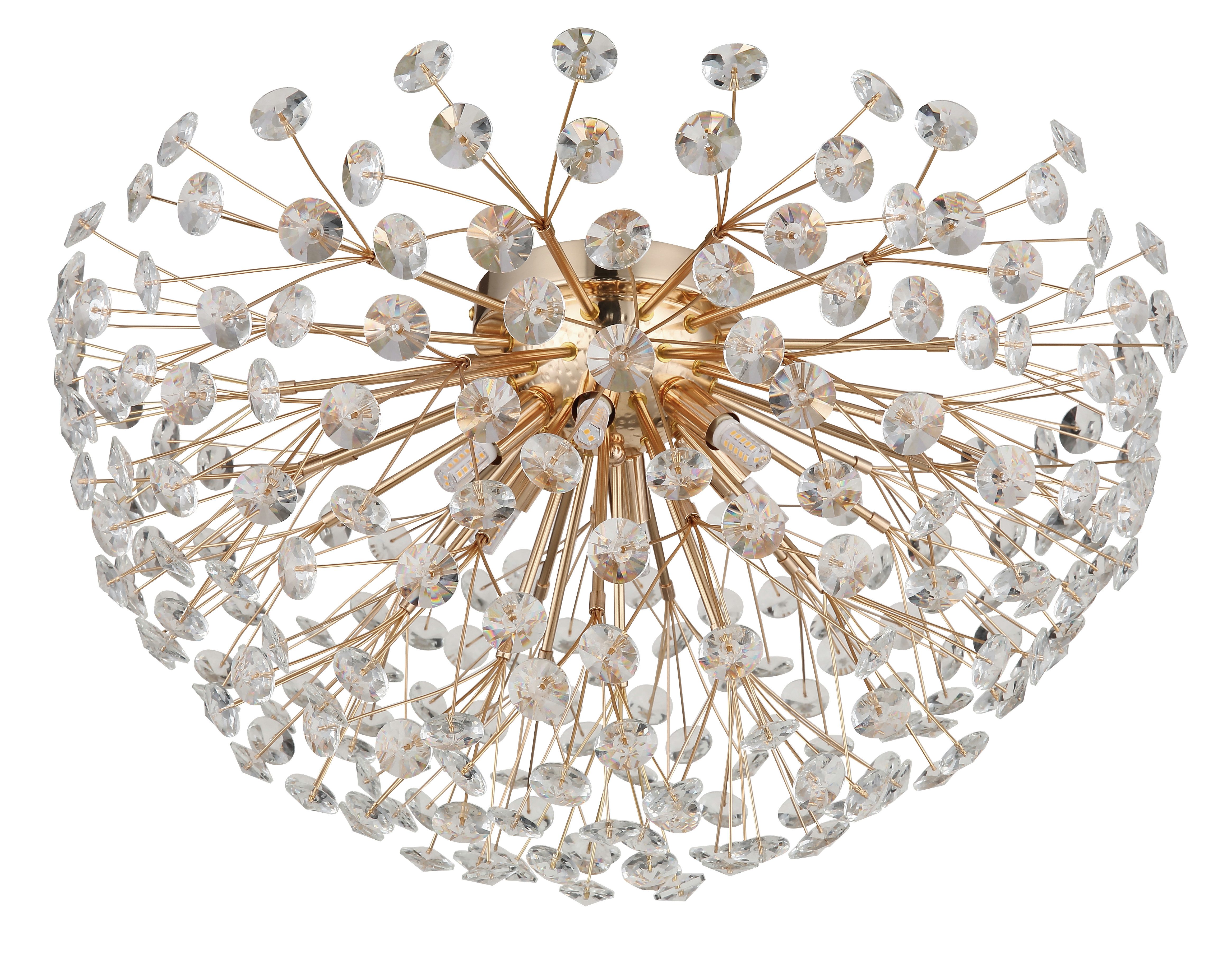 GLOBO LIGHTING Deckenleuchte KATRINA, Leuchtmittel wechselbar, Warmweiß, Goldfarbene Deckenleuchte mit K9 Kristallen, LED inklusive