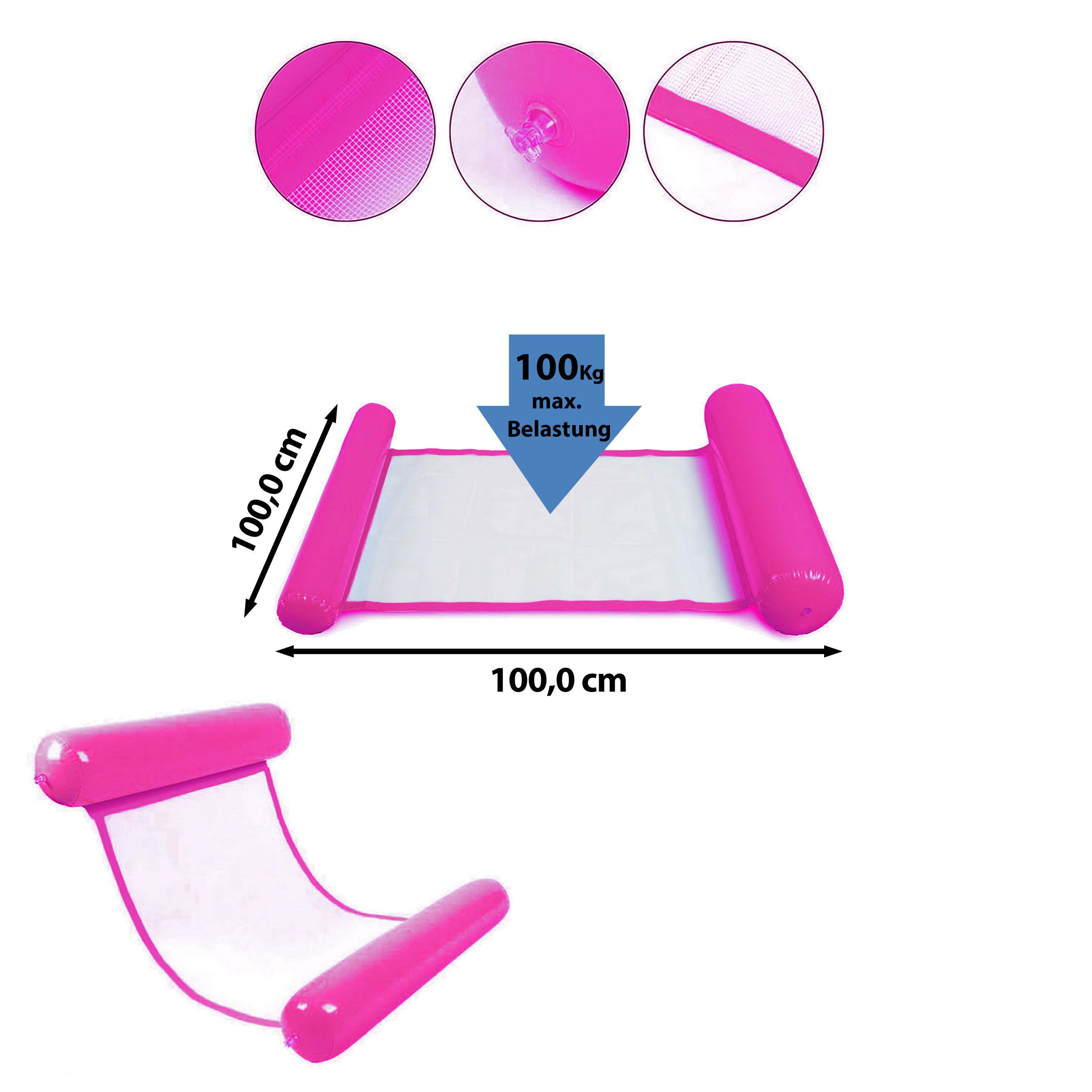 CEPEWA Luftmatratze Wasserhängematte aufblasbar blau 100x70cm PVC belastbar günstig online kaufen