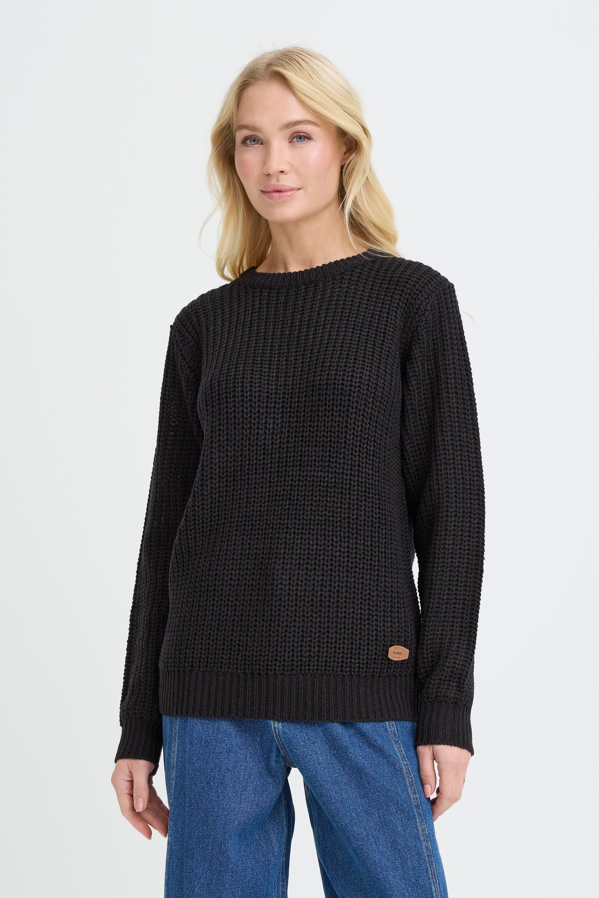 OXMO Strickpullover OXEDNA Moderner Pullover mit Aufdruck günstig online kaufen
