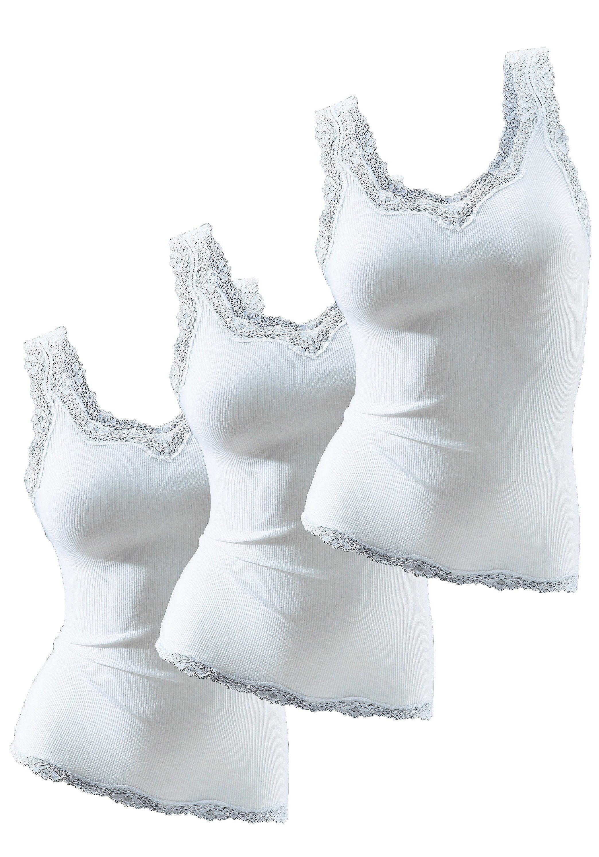 H.I.S Spitzentop aus Feinripp (3er-Pack) aus weicher Baumwoll-Qualität