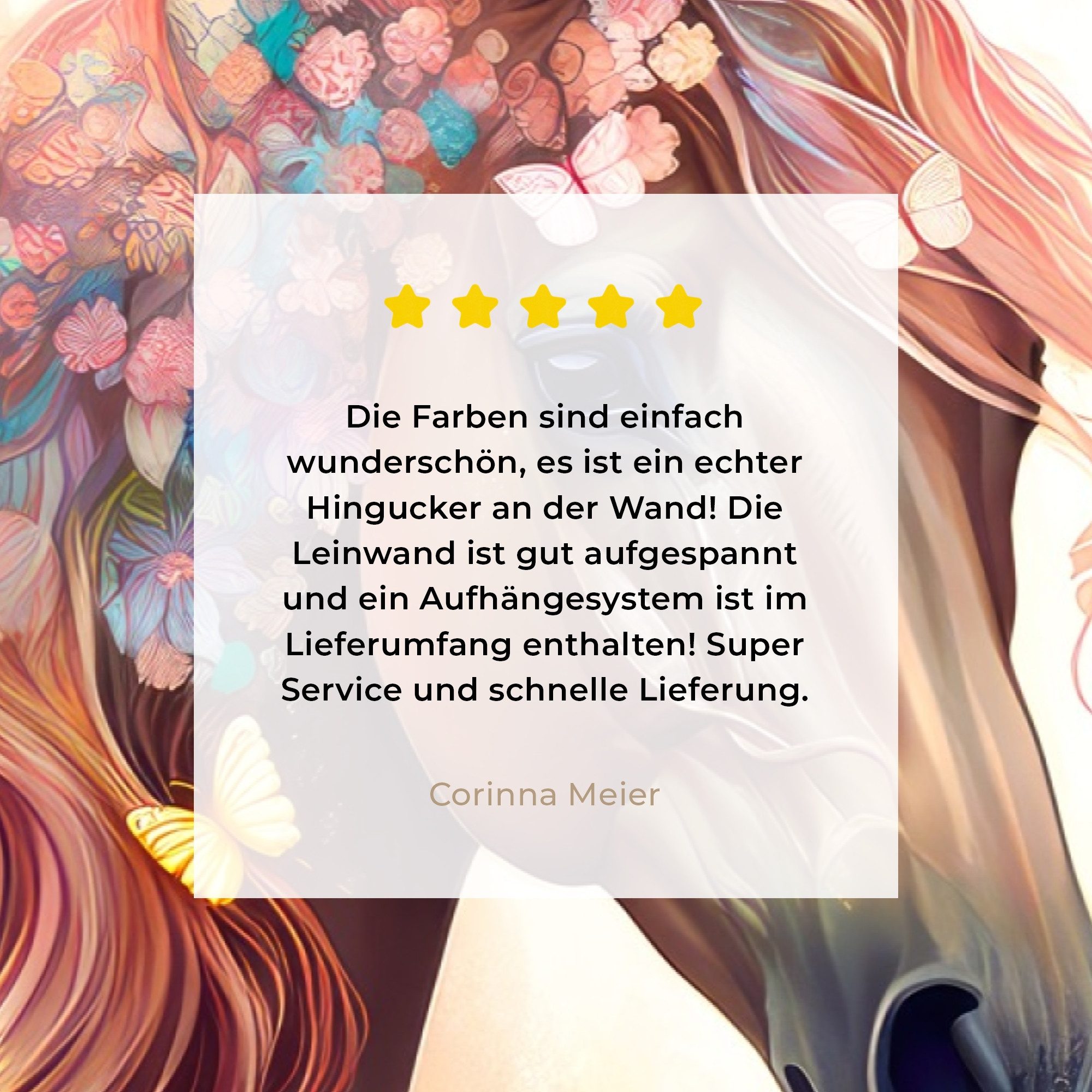 OneMillionCanvasses® Leinwandbild Pferd - Natur - Blumen - Schmetterlinge - Wald, Fotodruck (1 St), Leinwand Bilder Klein, Wand Dekoration Aesthetic 30x20 cm – Bild 5 von 5