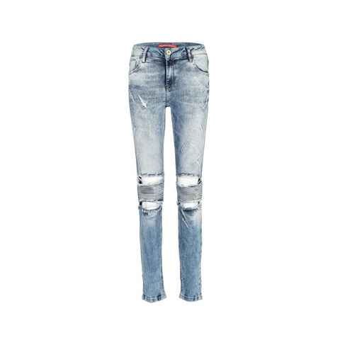 Cipo & Baxx Röhrenjeans mit frechen Abriebstellen und Cut-Outs in Skinny Fit