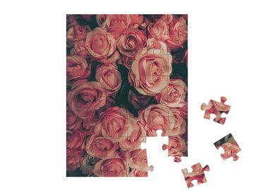 puzzleYOU Puzzle Ein Strauß rosa Rosen im Vintage-Stil, 48 Puzzleteile, puzzleYOU-Kollektionen Rosen, Blumen & Pflanzen