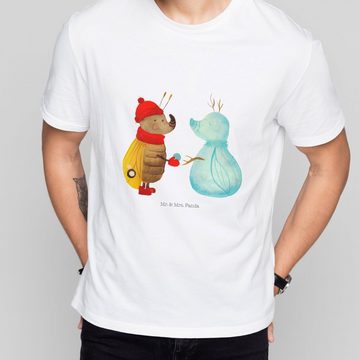 Mr. & Mrs. Panda T-Shirt Nachtfalter Schneemann - Weiß - Geschenk, Junggesellenabschied, Shir (1-tlg)