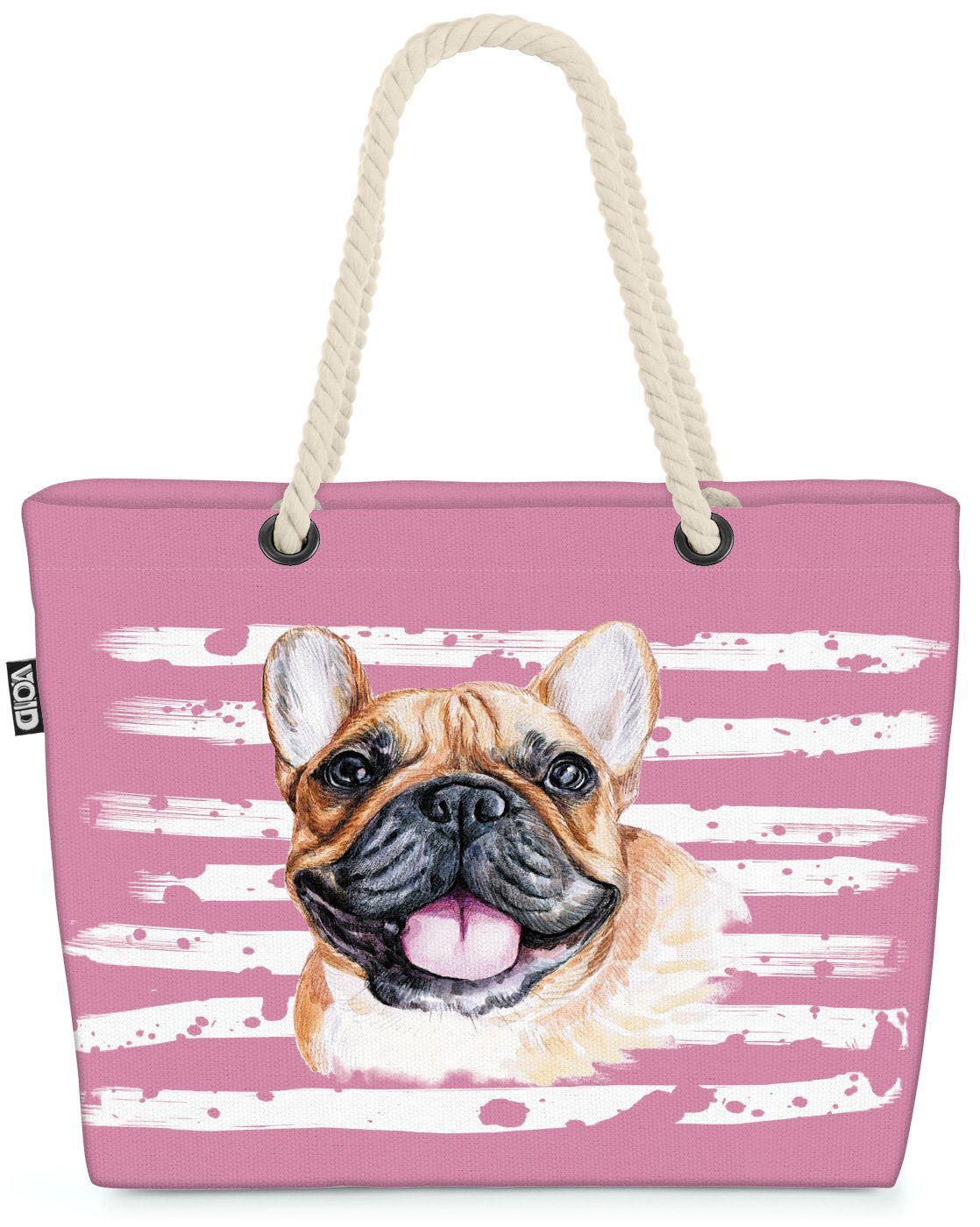 VOID Strandtasche (1-tlg), Frenchie Hund Bulldogge Französische rosa