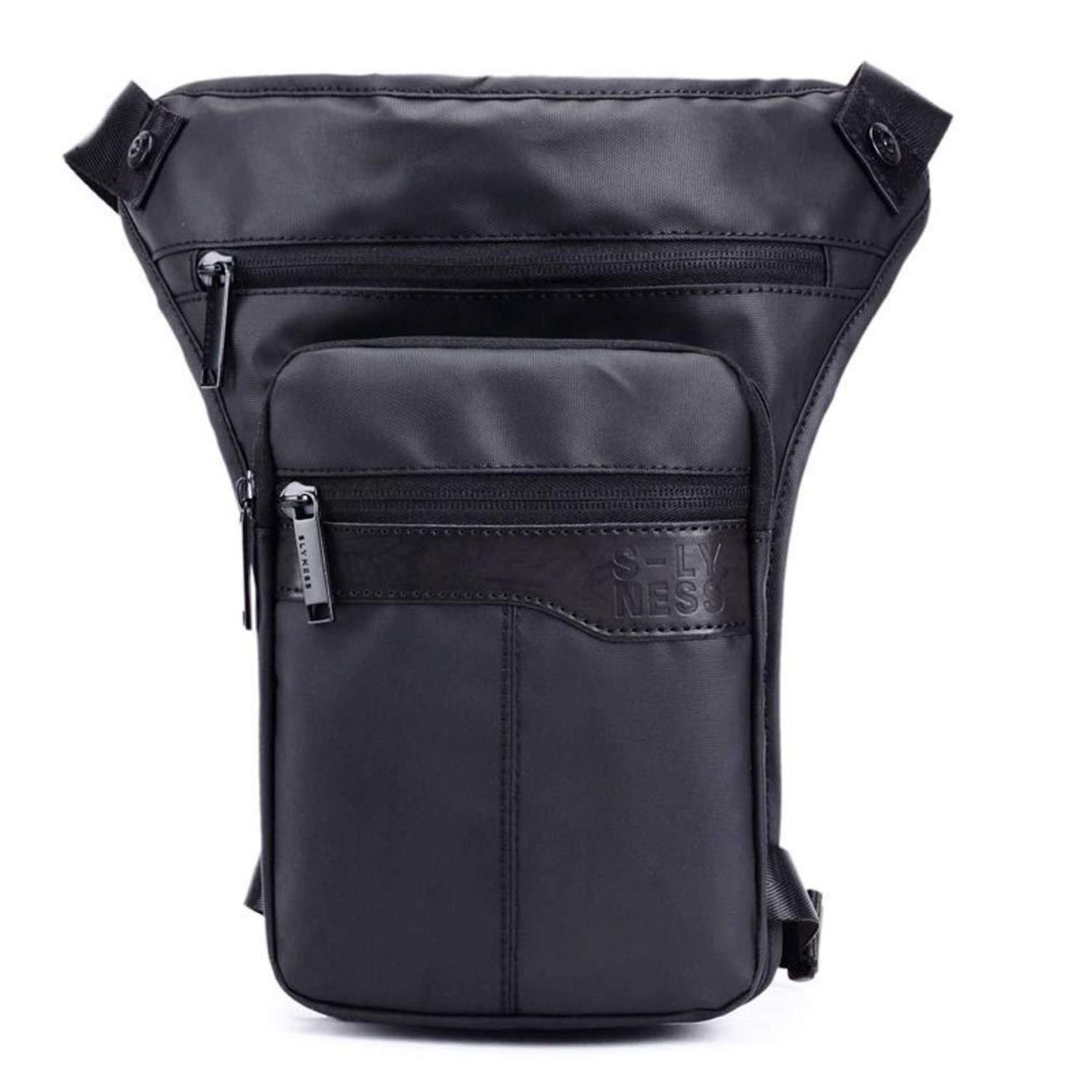 LuxusKollektion Beintasche Beintasche Motorrad Gürteltasche Bauchtasche Herren #03 Schwarz