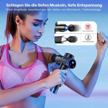 milcea Massagepistole Pro, 8-tlg., 30 Geschwindigkeiten 8 Massageköpfen LED-Anzeige-Touchscreen