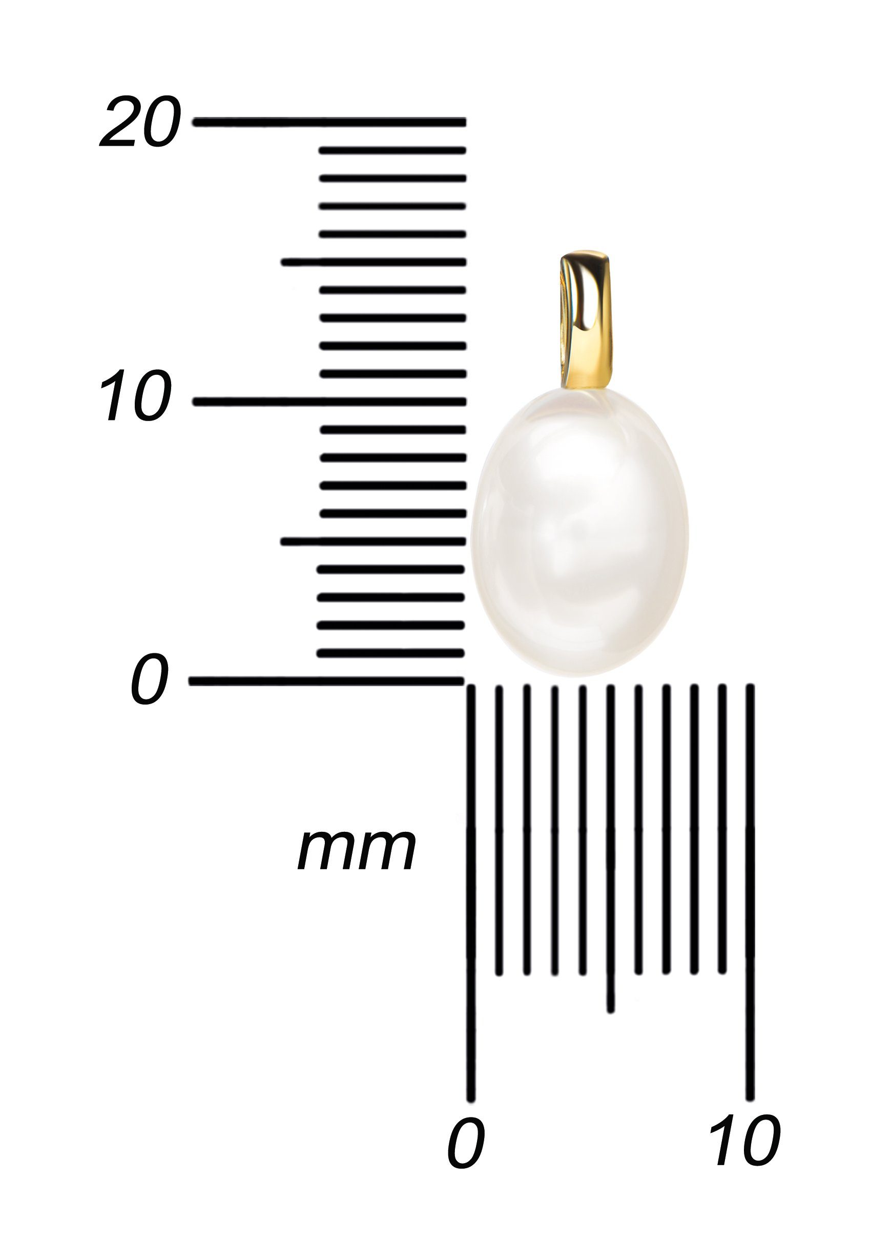 JEVELION Kette mit Anhänger Perlen Anhänger 585 Gold - Made in Germany (Anhängerkette, für Damen), Mit Kette vergoldet- Länge wählbar 36 - 70 cm. – Bild 3 von 5