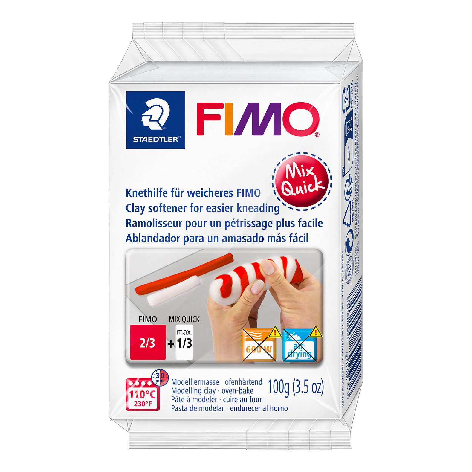 FIMO Modelliermasse Mix Quick Knethilfe, 100 g Block