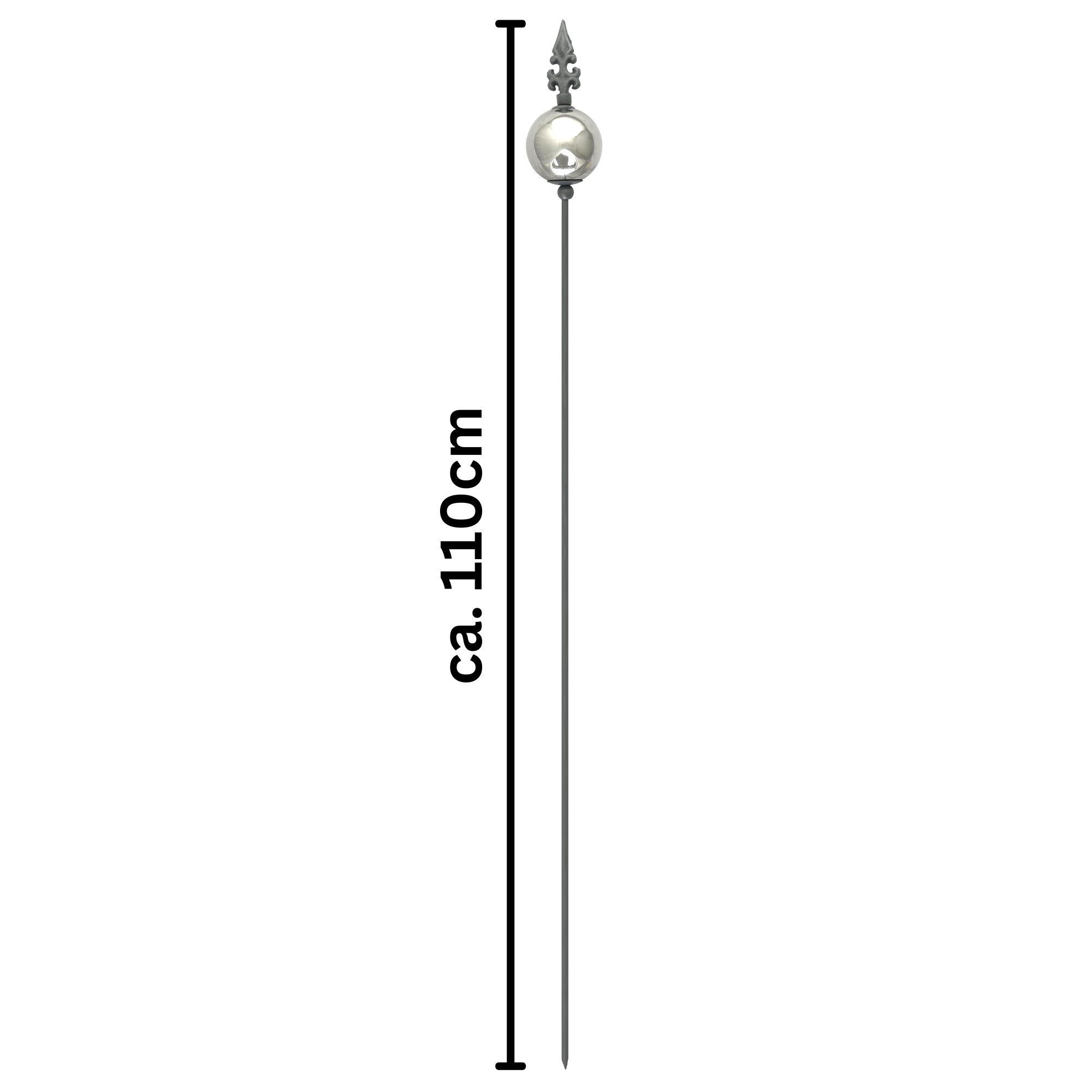 naninoa GmbH Gartenstecker Metallstecker franz. Lilie mit Edelstahlkugel. Gartenstecker 110cm