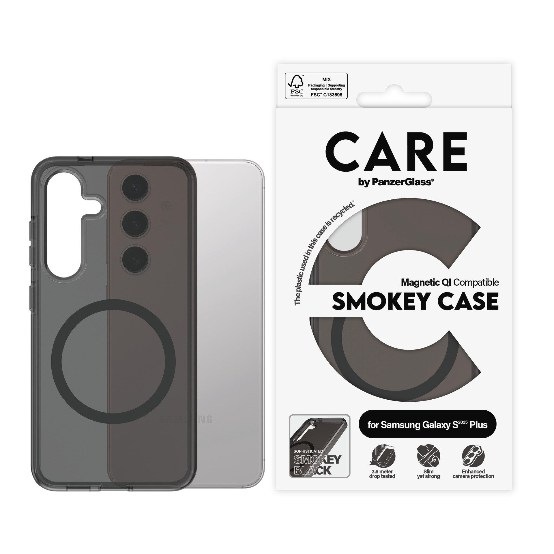 CARE by PanzerGlass Handyhülle Magnetic QI Compatible Smokey Case für Samsung Galaxy S25 Plus, Backcover, Schutzhülle, Handyschutzhülle, Case, Schutzcase, stoßfest