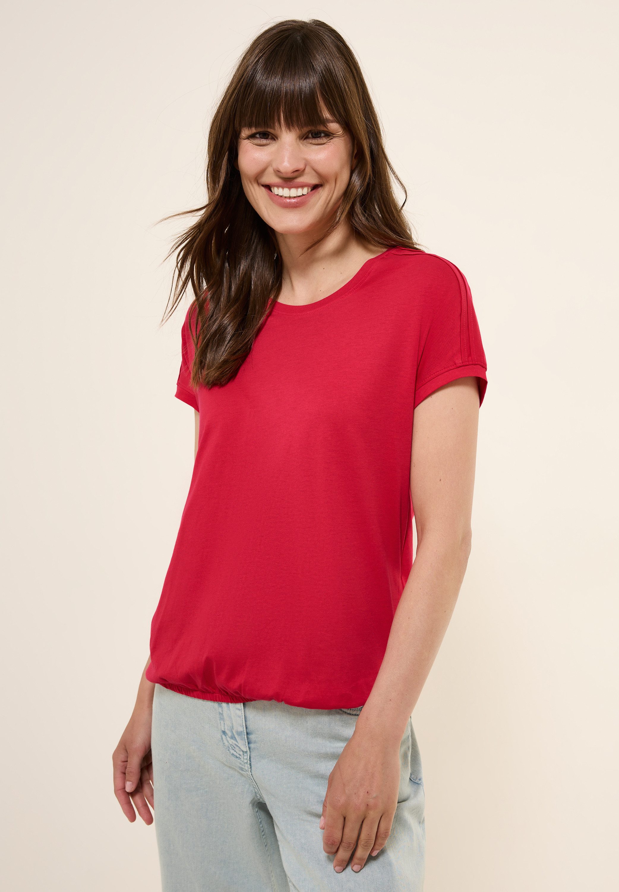 CECIL V-Shirt mit Elastiksaum