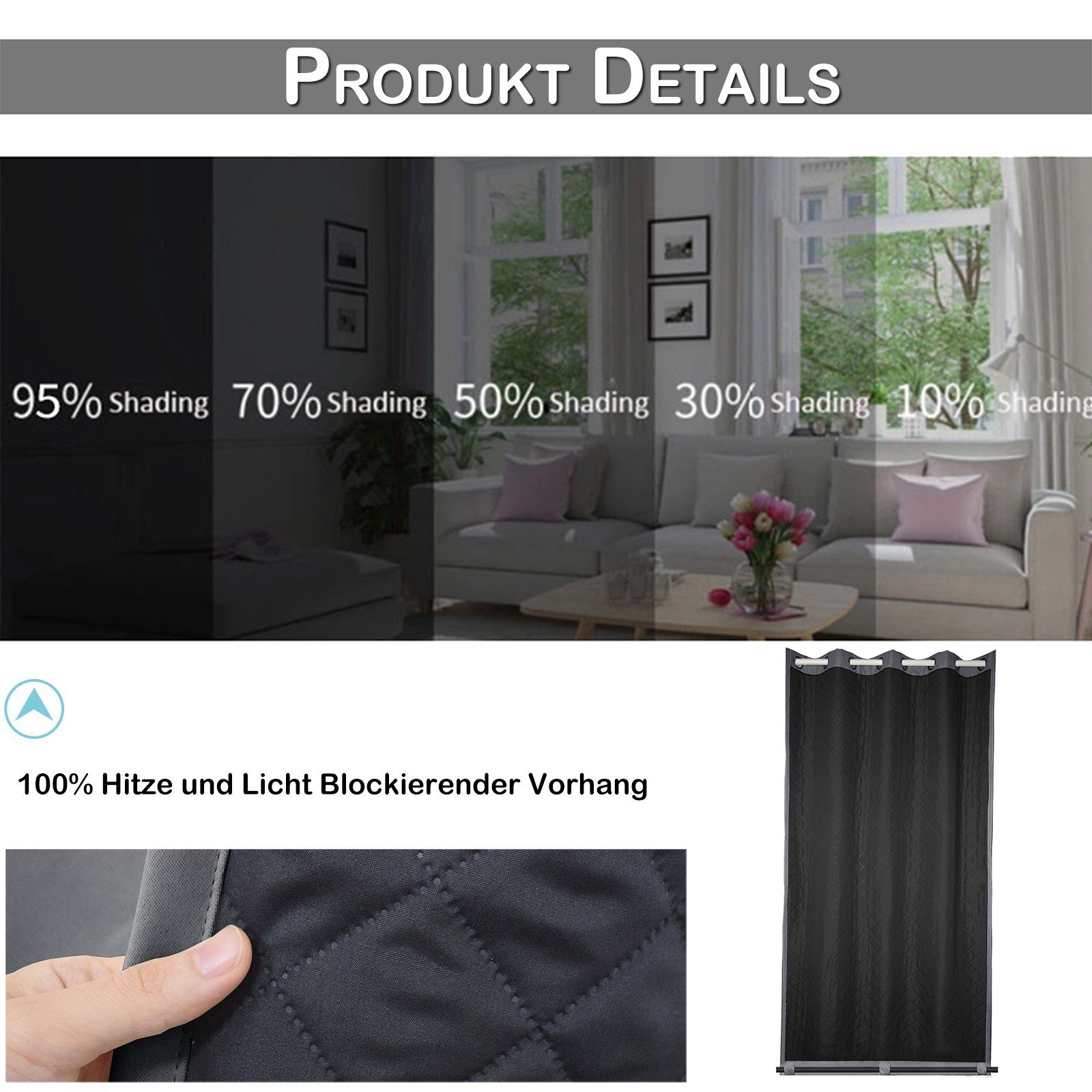 BTTO V&G Gardine Outdoorvorhang Winddicht,Thermovorhang Kälteschutz & Wasserdicht (2 St), Türvorhang,Blickdicht, Wärmeisolierend – Bild 5 von 5