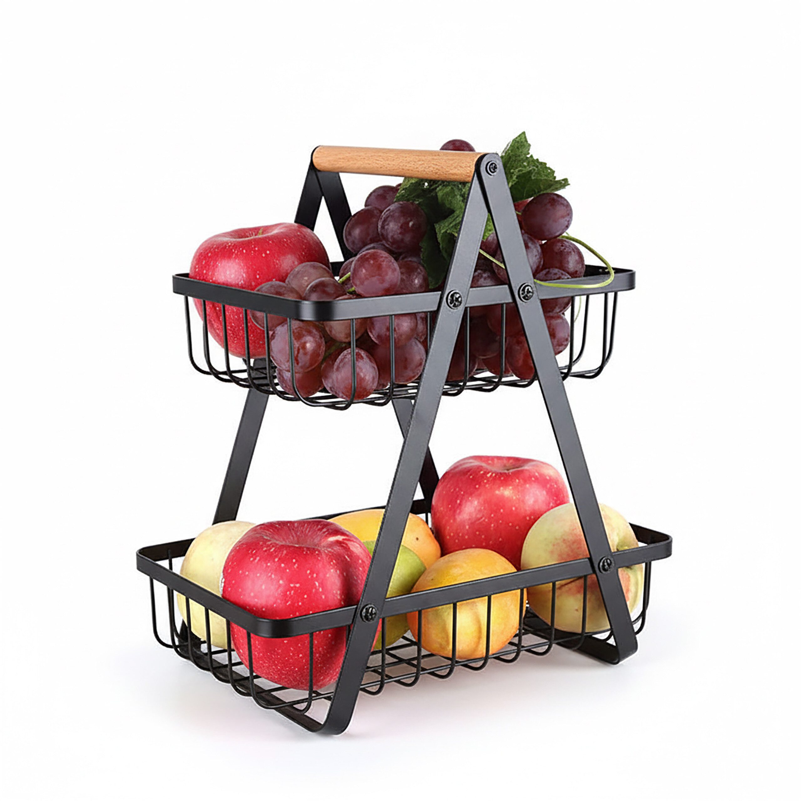 relaxdays Obstschale Obst Etagere 2 Etagen, Eisen, (1-tlg), schwarz
