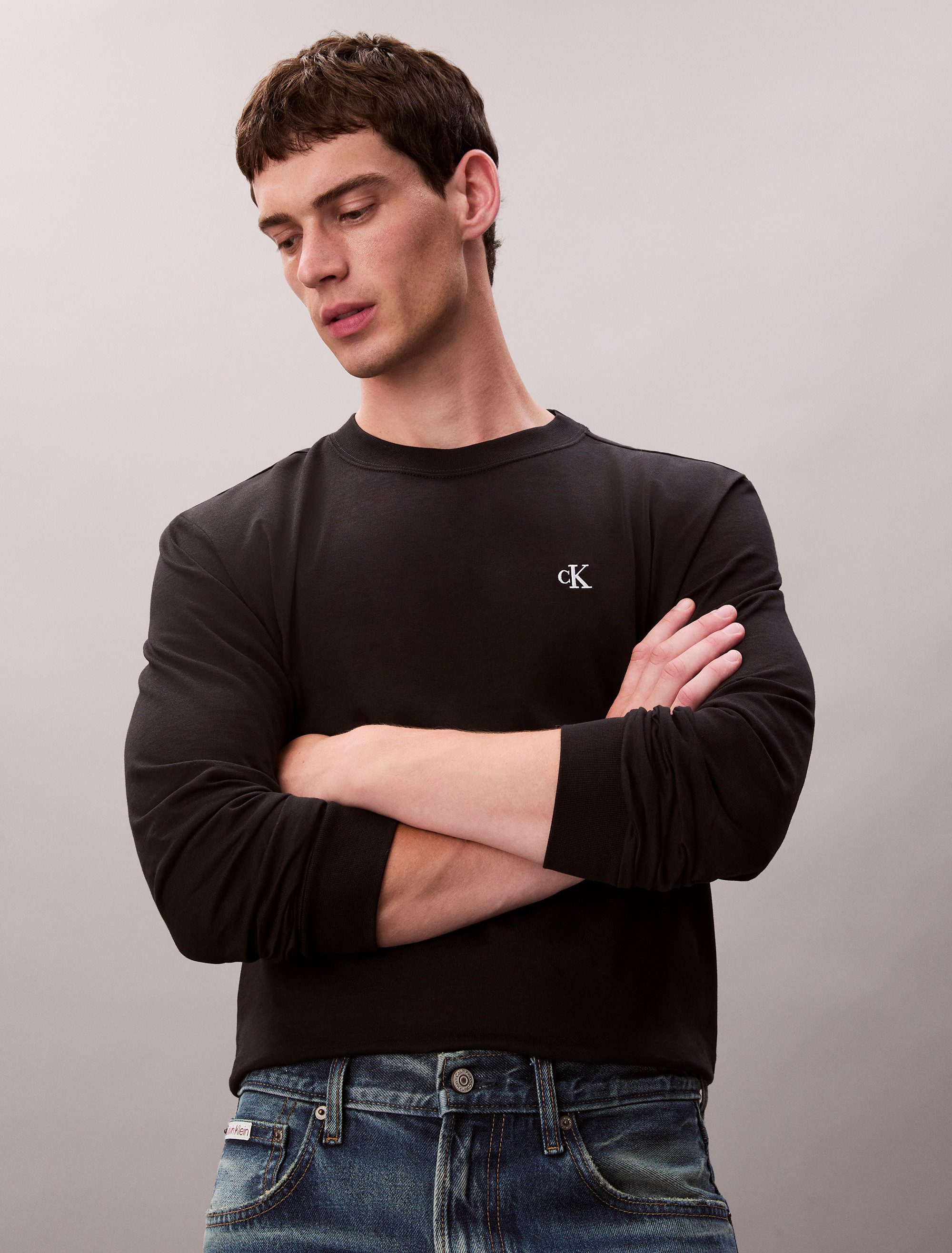 Calvin Klein Jeans Langarmshirt LS EASY MONOGRAM TEE Mit Rundhalsausschnitt günstig online kaufen