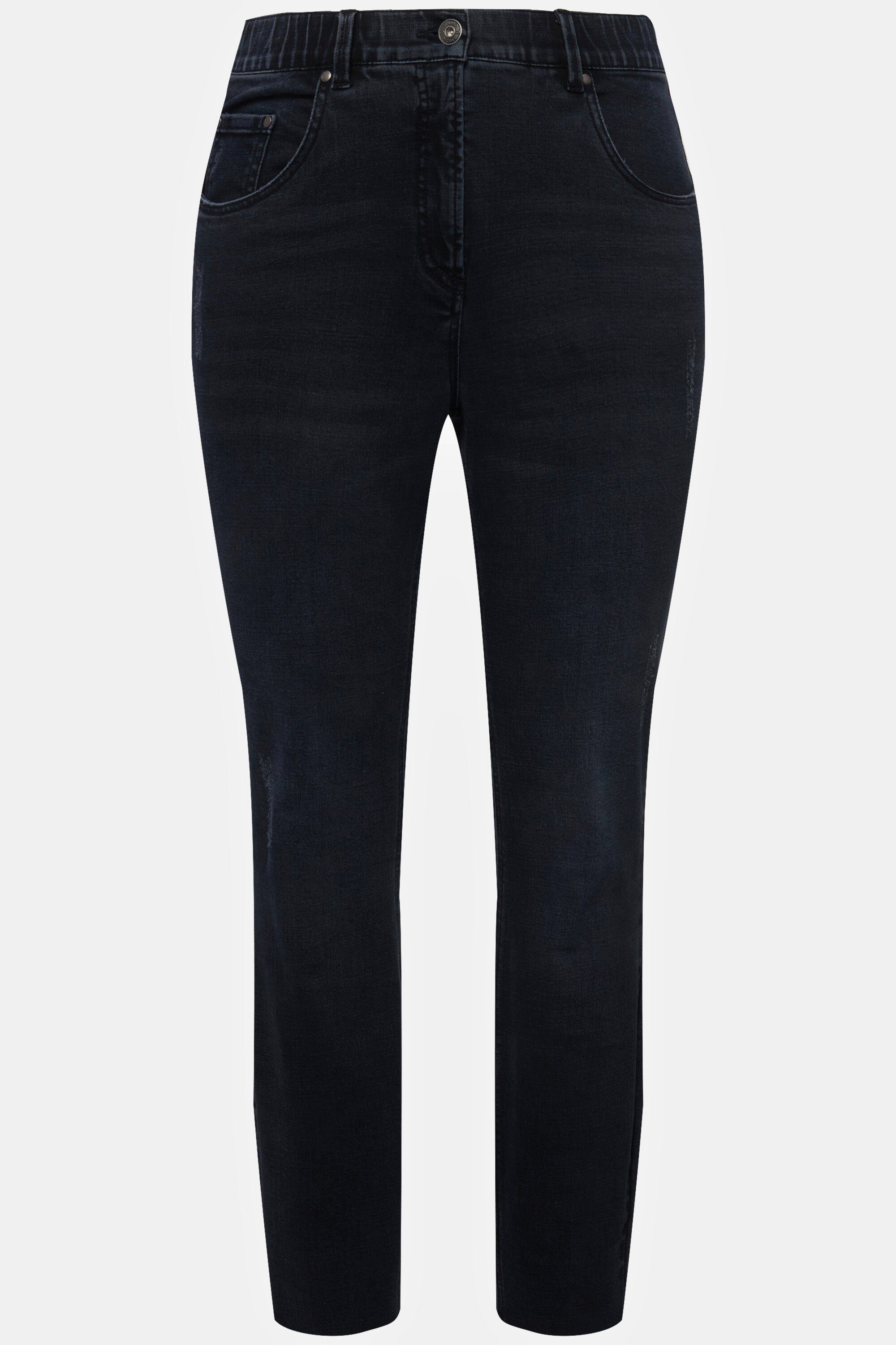 black 5-Pocket Elastikbund denim 5-Pocket-Jeans Untold Saum Skinny Jeans blue cutted Studio