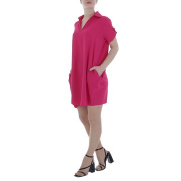 Ital-Design Tunikakleid Damen Freizeit (86164434) Kreppoptik/gesmokt Kleid in Pink