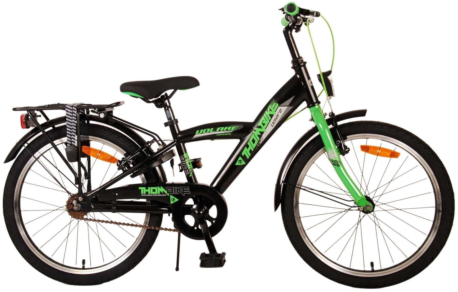 LeNoSa Kinderfahrrad City Adventure Bike 20 Zoll - Jungen Alter 6-8 Jahre, 0 Gang, zwei Handbremsen Schwarz/Grün