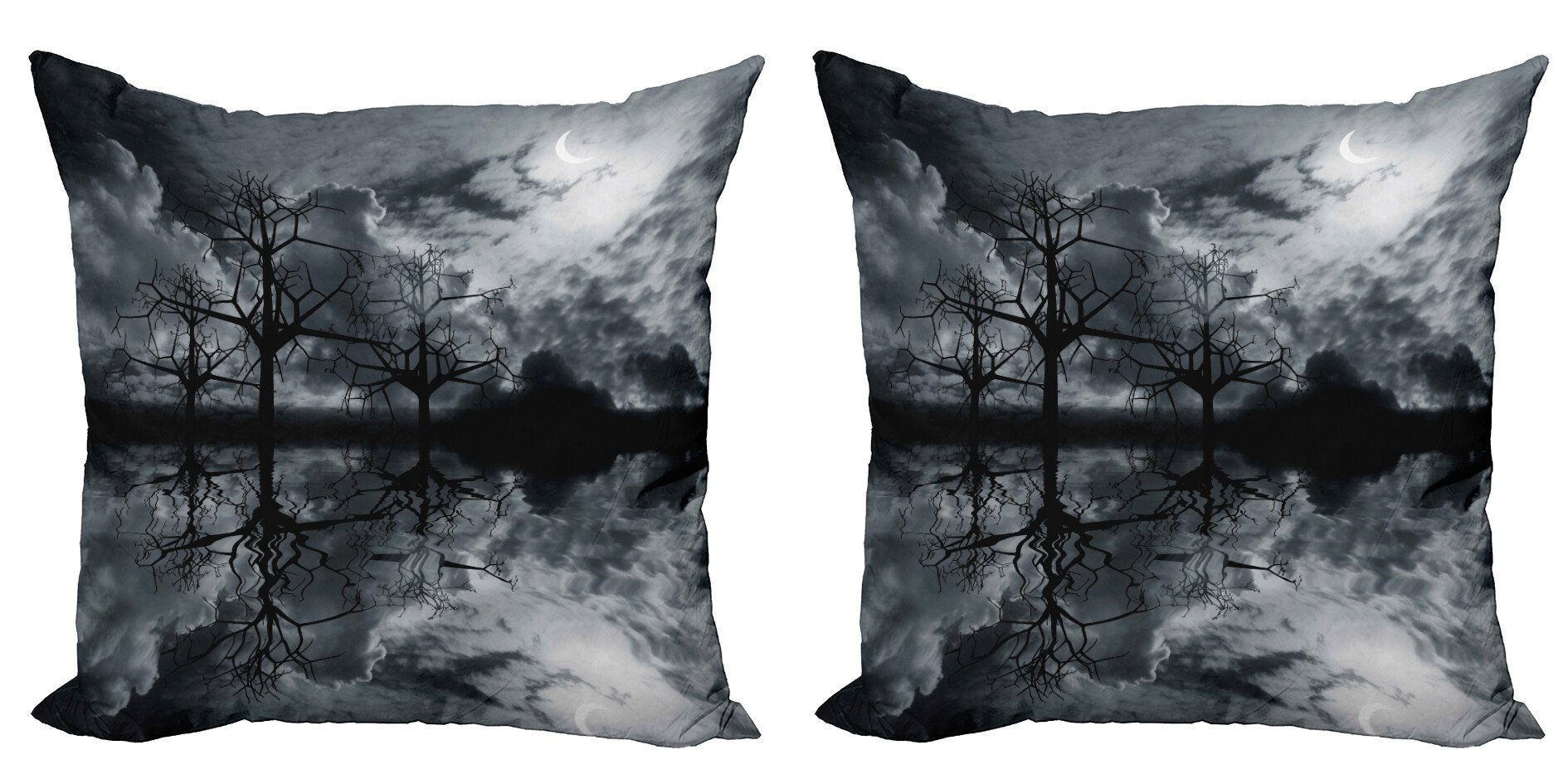 Digitaldruck, Landschaft Modern (2 Bäume Himmel Nacht Wolke Abakuhaus Stück), Doppelseitiger Accent Kissenbezüge