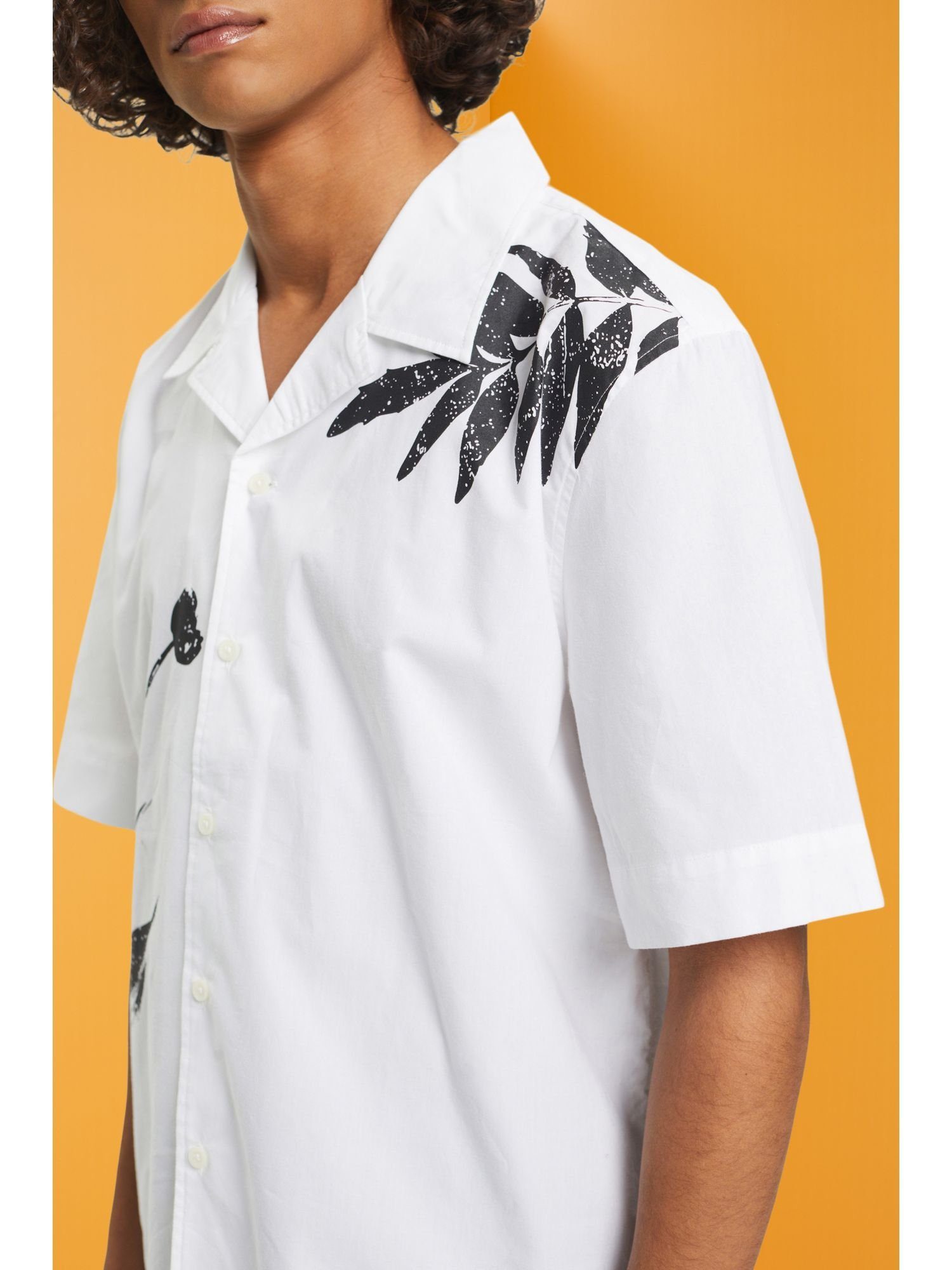 Esprit Kurzarmhemd Hemd mit Blumen-Print großem
