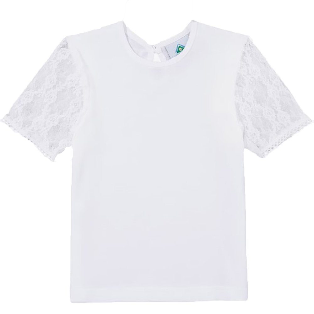 Isar-Trachten Trachtenbluse Isar-Trachten Mädchen T-Shirt mit Spitzenärmeln 52