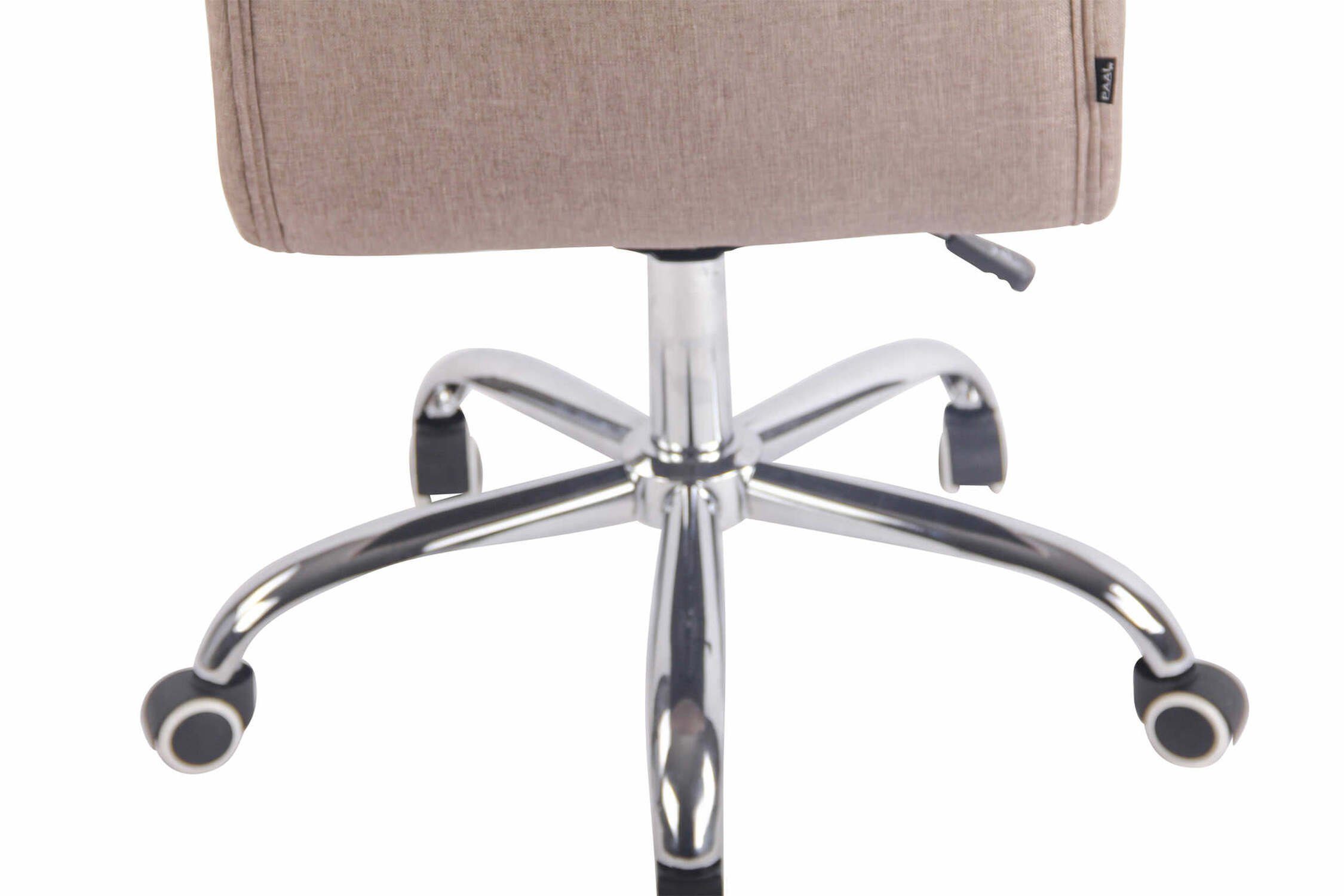 chrom - Bürostuhl TPFLiving Deal Sitzfläche: XXL), Stoff taupe Rückenlehne Drehstuhl, bequemer - und 360° höhenverstellbar Chefsessel, (Schreibtischstuhl, Bürostuhl Gestell: Metall mit drehbar