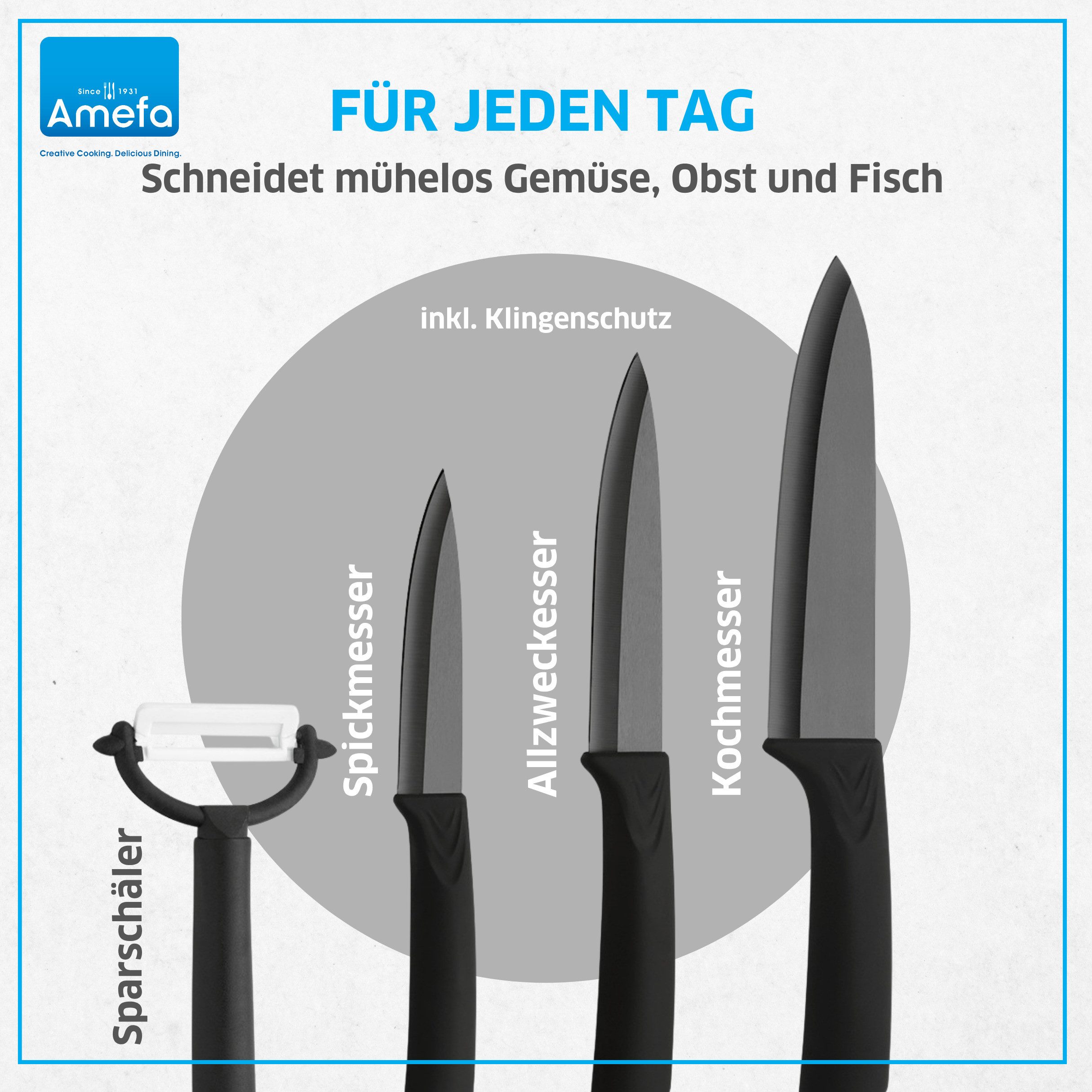 Amefa Messer-Set CERAMIC KNIVES (4-tlg), scharf und langlebig