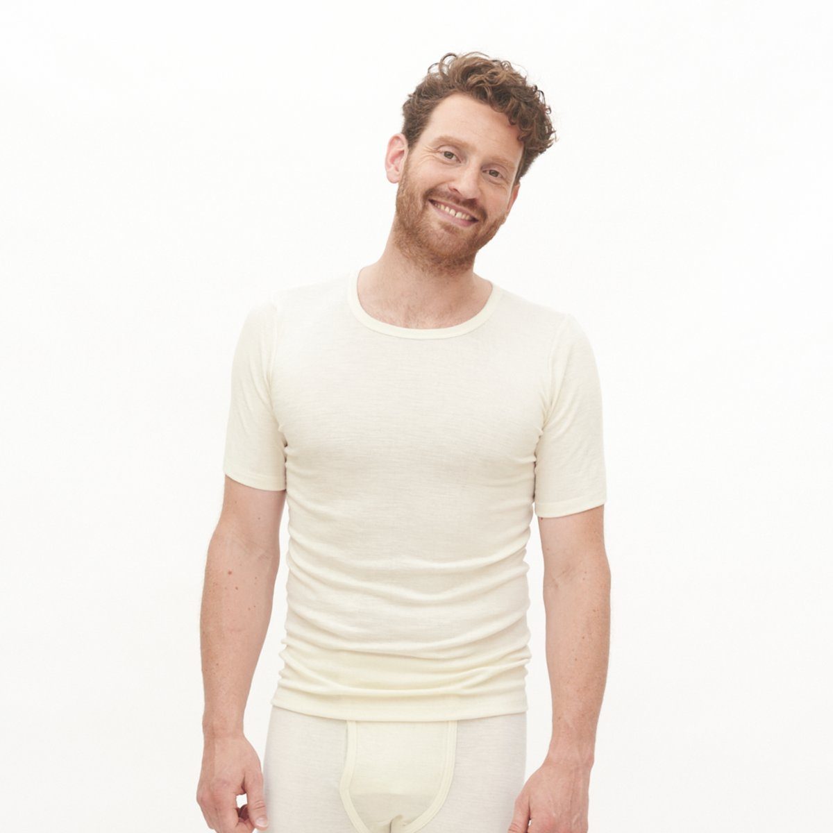 LIVING CRAFTS Kurzarmshirt JACOB Bequemes, hochwertiges Feinripp Natural | T-Shirts