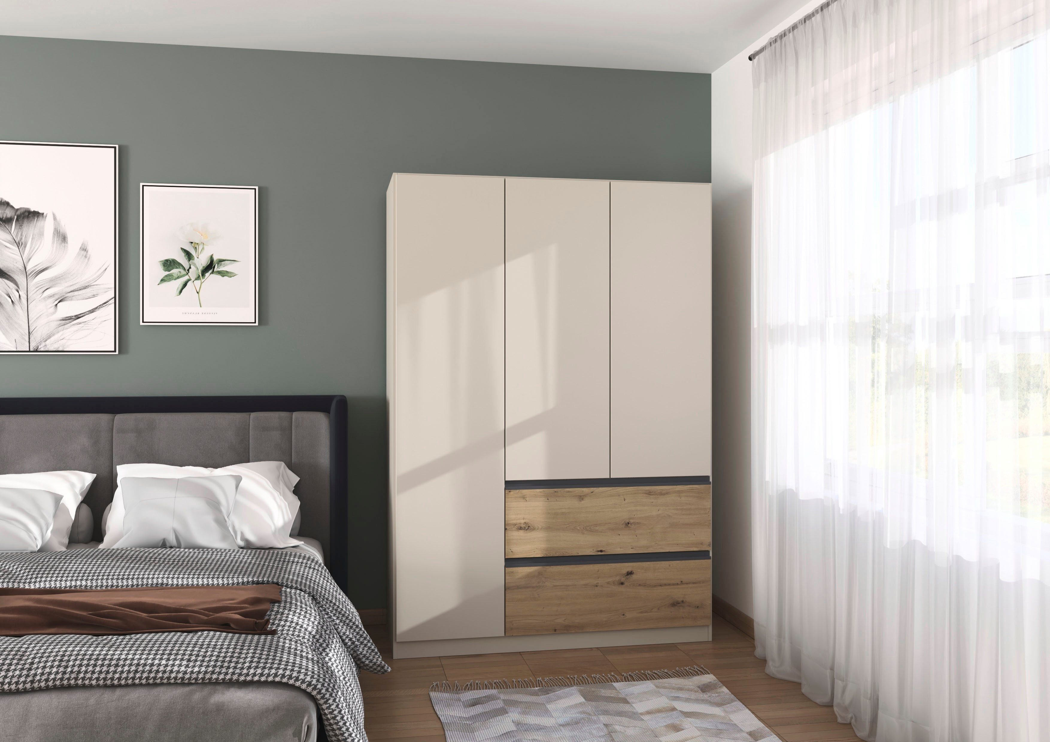rauch Drehtürenschrank Kleiderschrank Schrank Garderobe COSTA in den Breiten 91/136/181 cm (in 3 Ausstattungen BASIC/CLASSIC/PREMIUM) viel Platz, grifflose Front und Push-to-Open Funktion MADE IN GERMANY