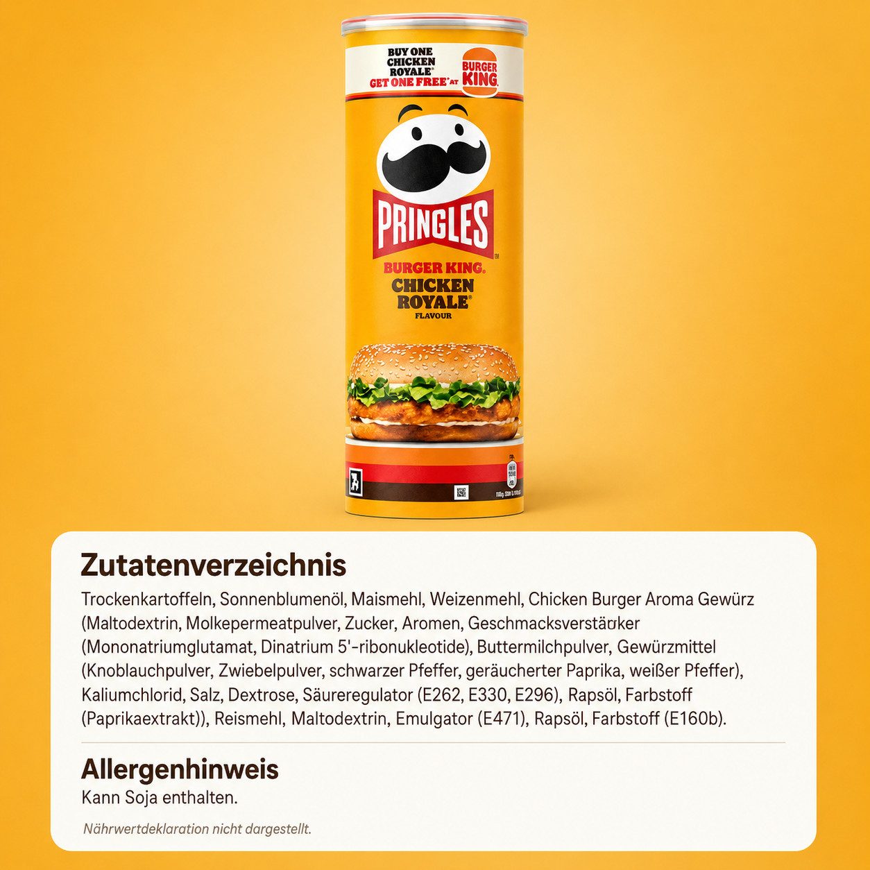 Pringles Süßigkeit Pringles Burger King Chicken Royal