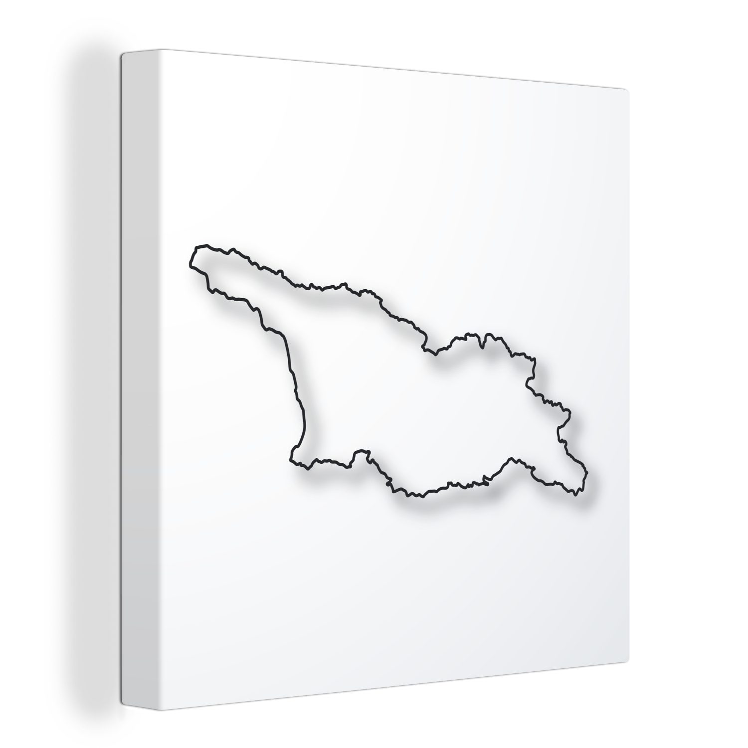 OneMillionCanvasses® Leinwandbild Eine Illustration von Georgien in schwarz-weiß, (1 St), Leinwand Bilder für Wohnzimmer Schlafzimmer
