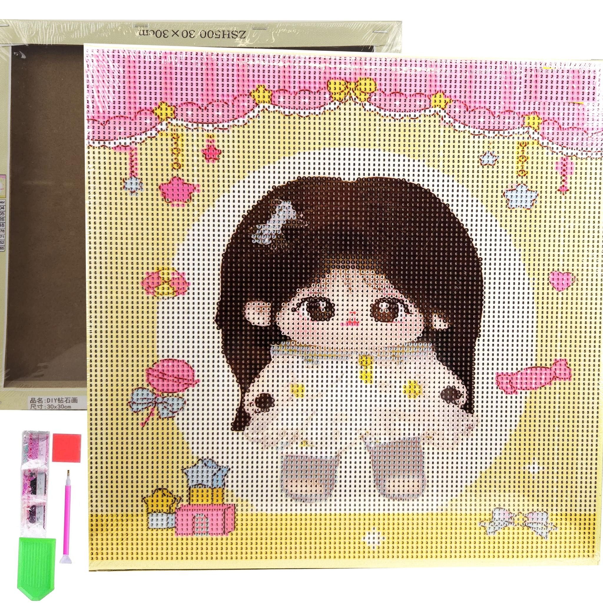 LA CUTE Malen nach Zahlen 5d Diamond Painting Anime mit Rahmen Malen nach Zahlen 30x30cm (Komplettset für 5D Diamond Painting inklusive Leinwand, Diamanten und Werkzeugen, Diamond Painting Set mit Zubehör für DIY-Kreativität und Entspannung), 30x30cm 5D Diamond Painting mit präziser Klebeschicht & Zubehör