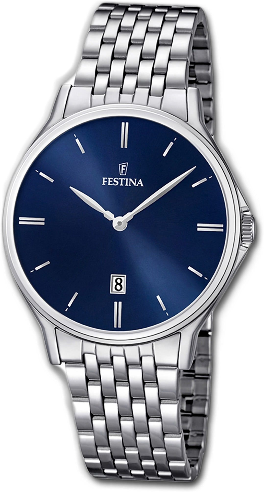 Herren (ca. Edelstahlarmband rund, mittel Festina Quarzuhr Uhr, Edelstahl silber, Herrenuhr 39,2mm) Festina