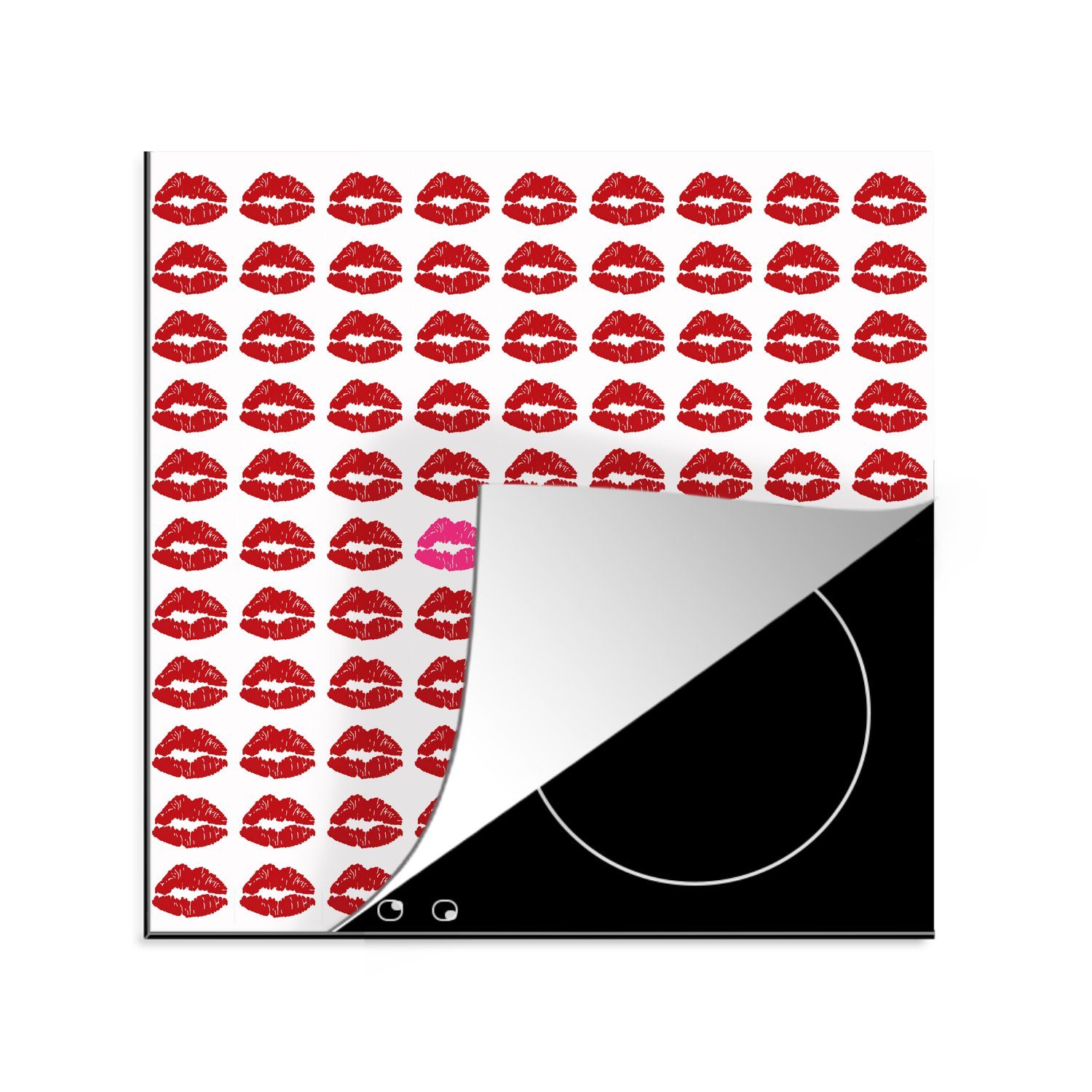 MuchoWow Herdblende-/Abdeckplatte Bild des roten cm, Ceranfeldabdeckung, 78x78 (1 für küche Kusses drucken, Arbeitsplatte tlg), Vinyl