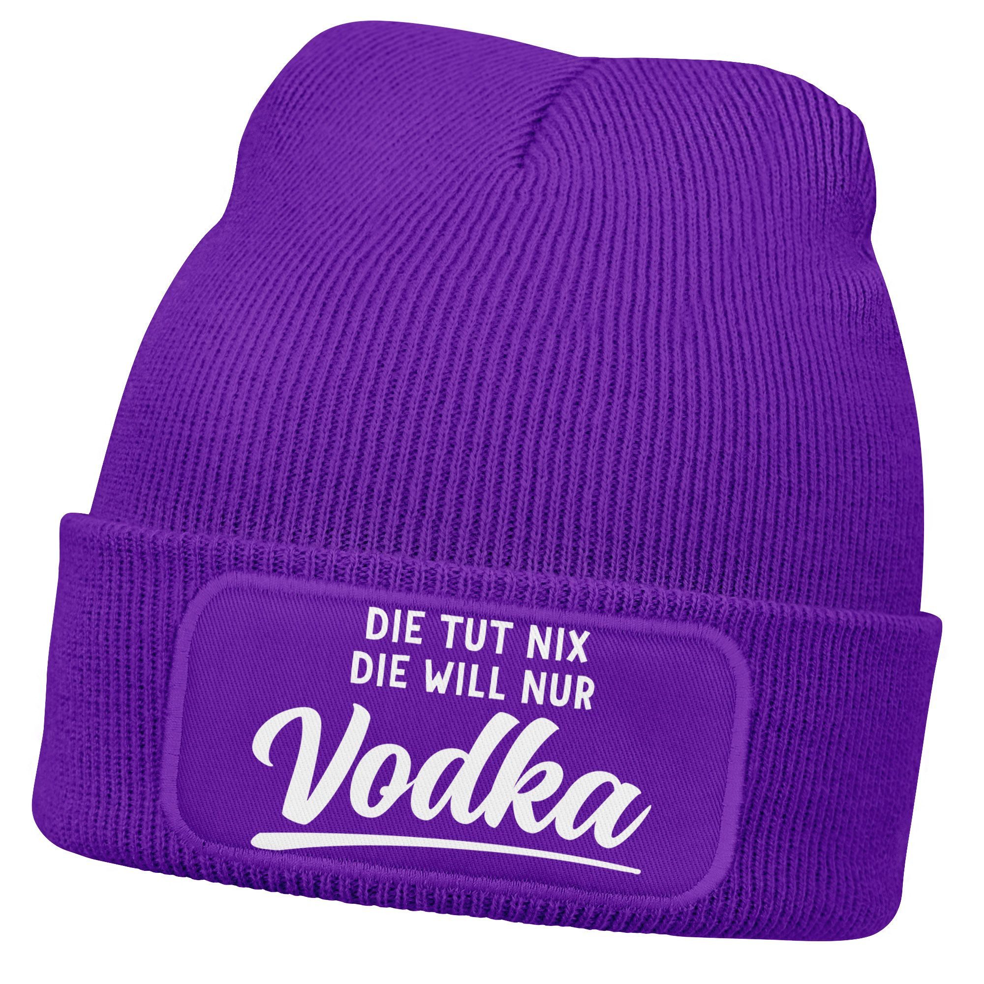 Strickmütze Damen Beanie mit Patch Strickmütze mit Spruch Lieblingsgetränk Party