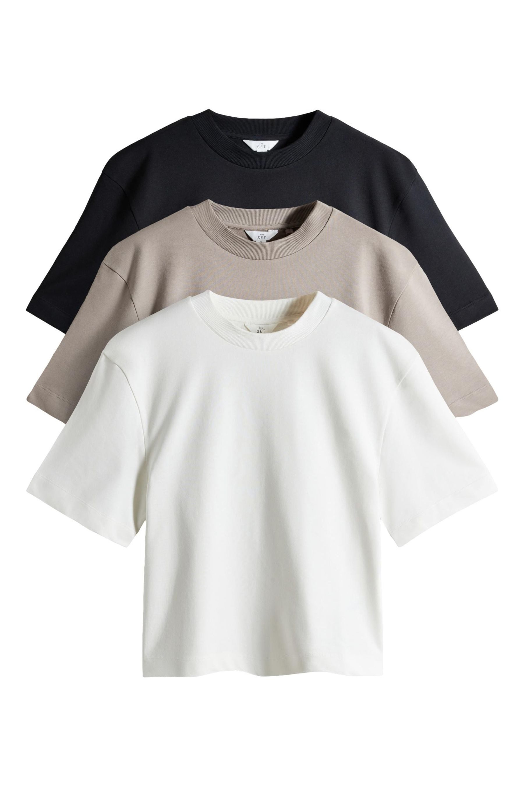 The Set T-Shirt The Set weiche Relaxed Frottee-T-Shirts, 3er-Pack (3-tlg) günstig online kaufen