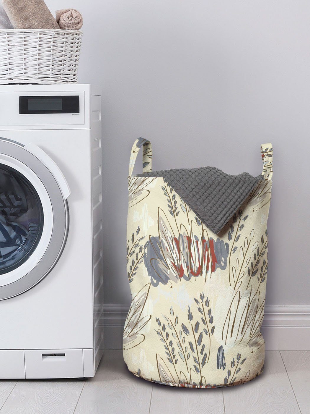 Abakuhaus Wäschesäckchen Wäschekorb mit Style-Blätter Waschsalons, Winter Kordelzugverschluss Motive Abstrakt für Griffen