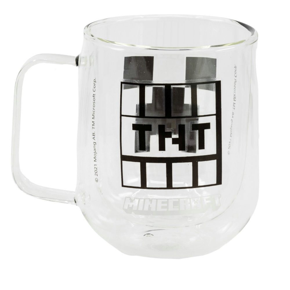 Minecraft Thermotasse Minecraft Gamer Creeper TNT doppelwandige Glastasse 290 ml, Glas
