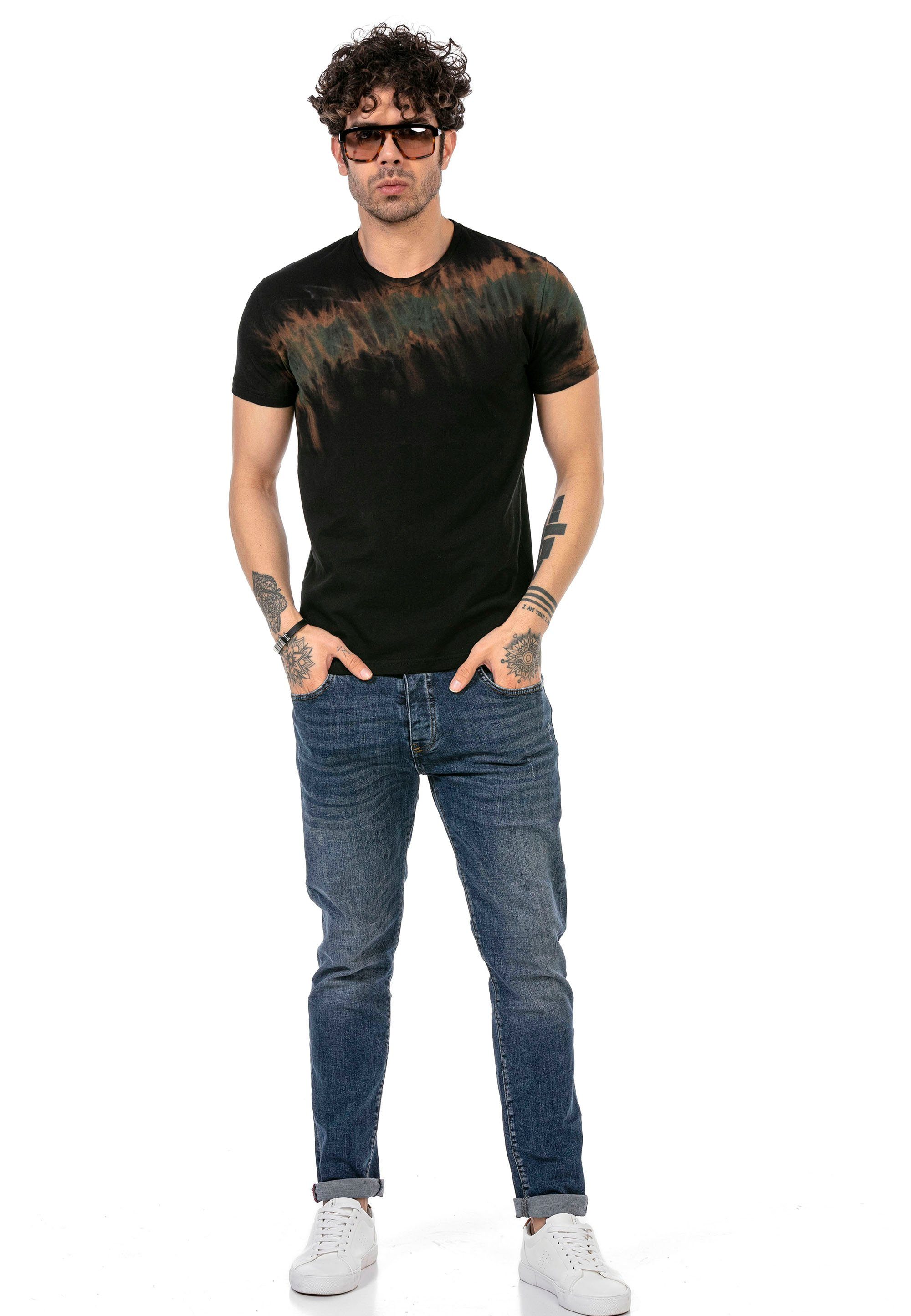 T-Shirt trendigem Surprise in Batik-Design schwarz RedBridge
